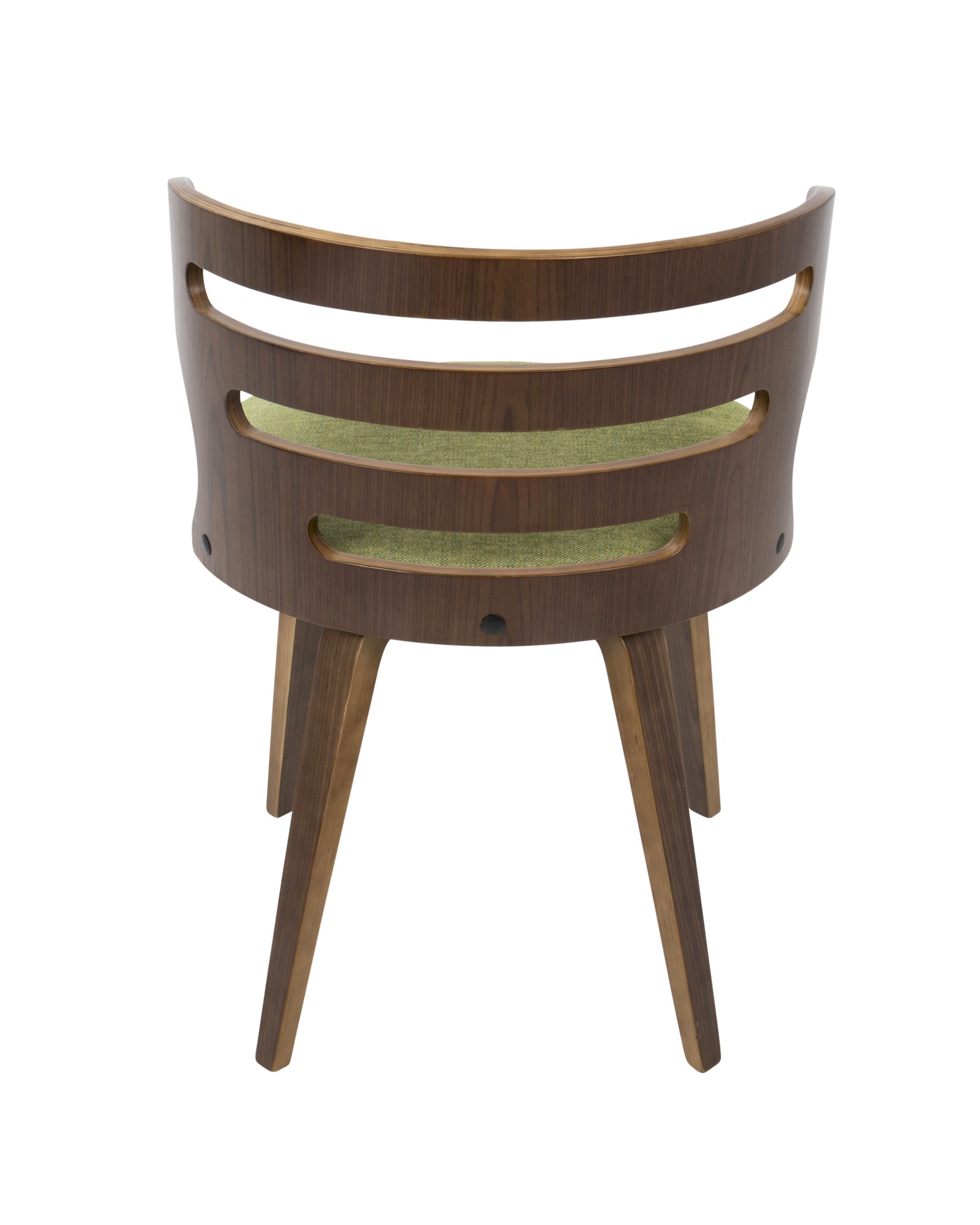 Cosi Mid-Century Modern Dining/Accent Chair in Walnut and Green Fabric