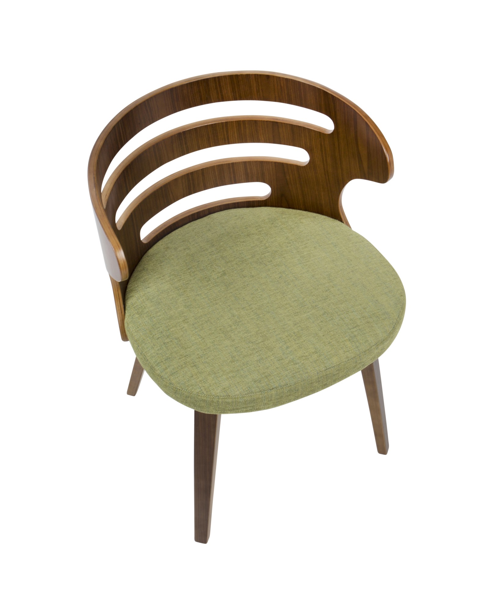 Cosi Mid-Century Modern Dining/Accent Chair in Walnut and Green Fabric