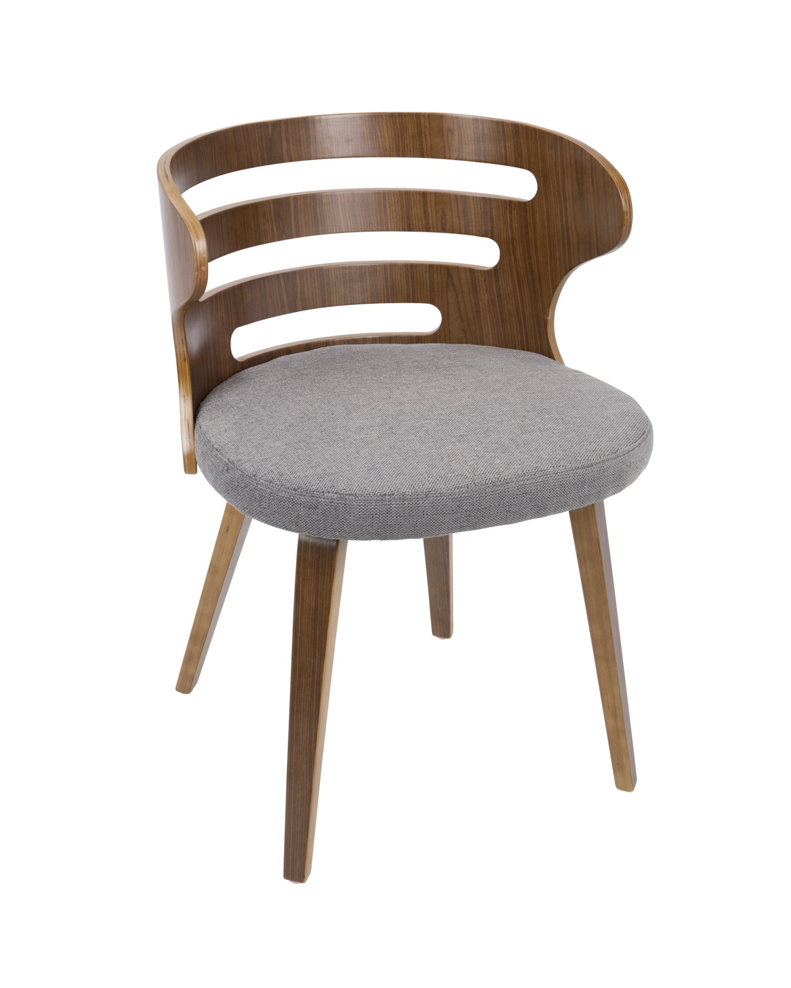 Cosi Mid-Century Modern Dining/Accent Chair in Walnut and Grey Fabric