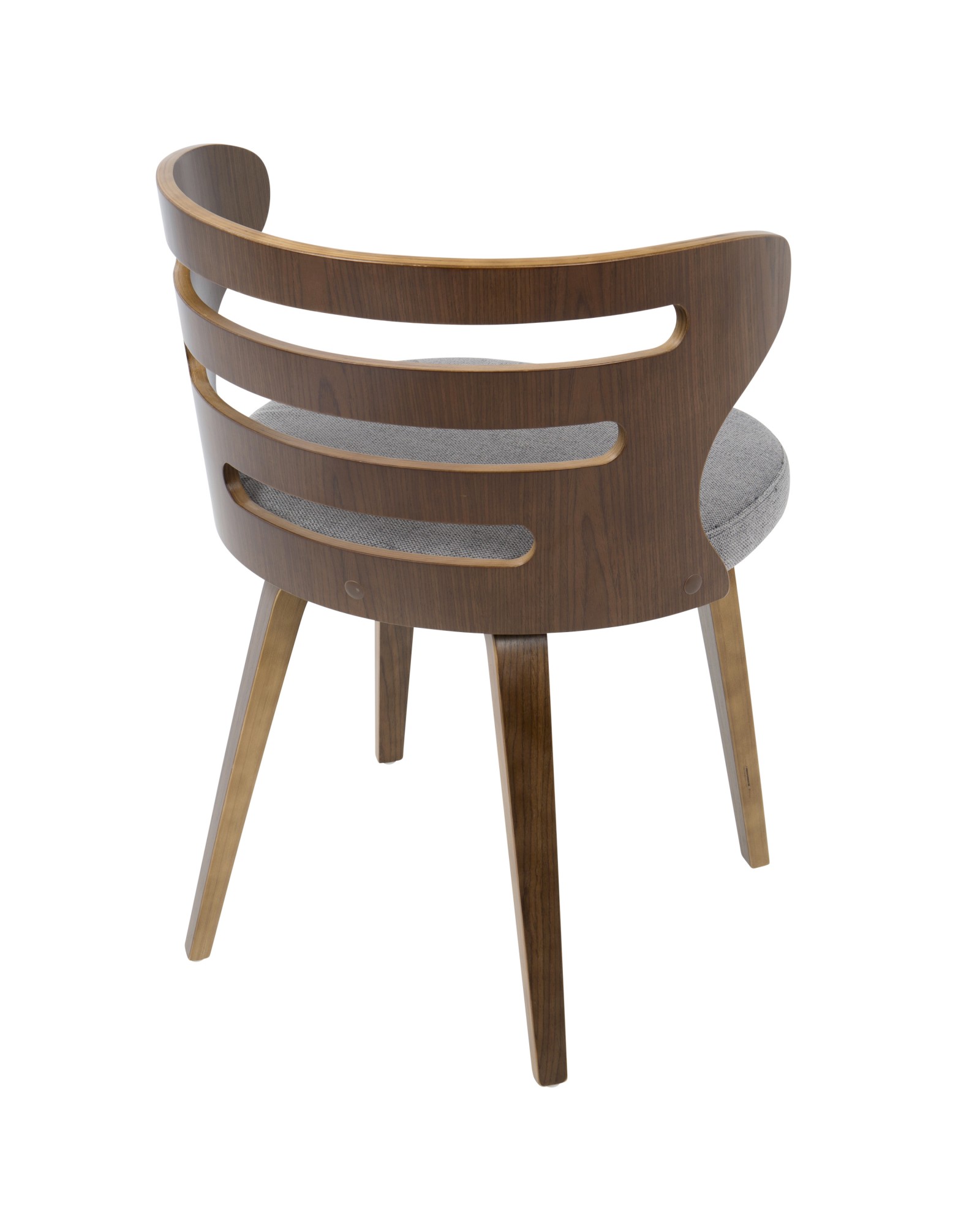 Cosi Mid-Century Modern Dining/Accent Chair in Walnut and Grey Fabric