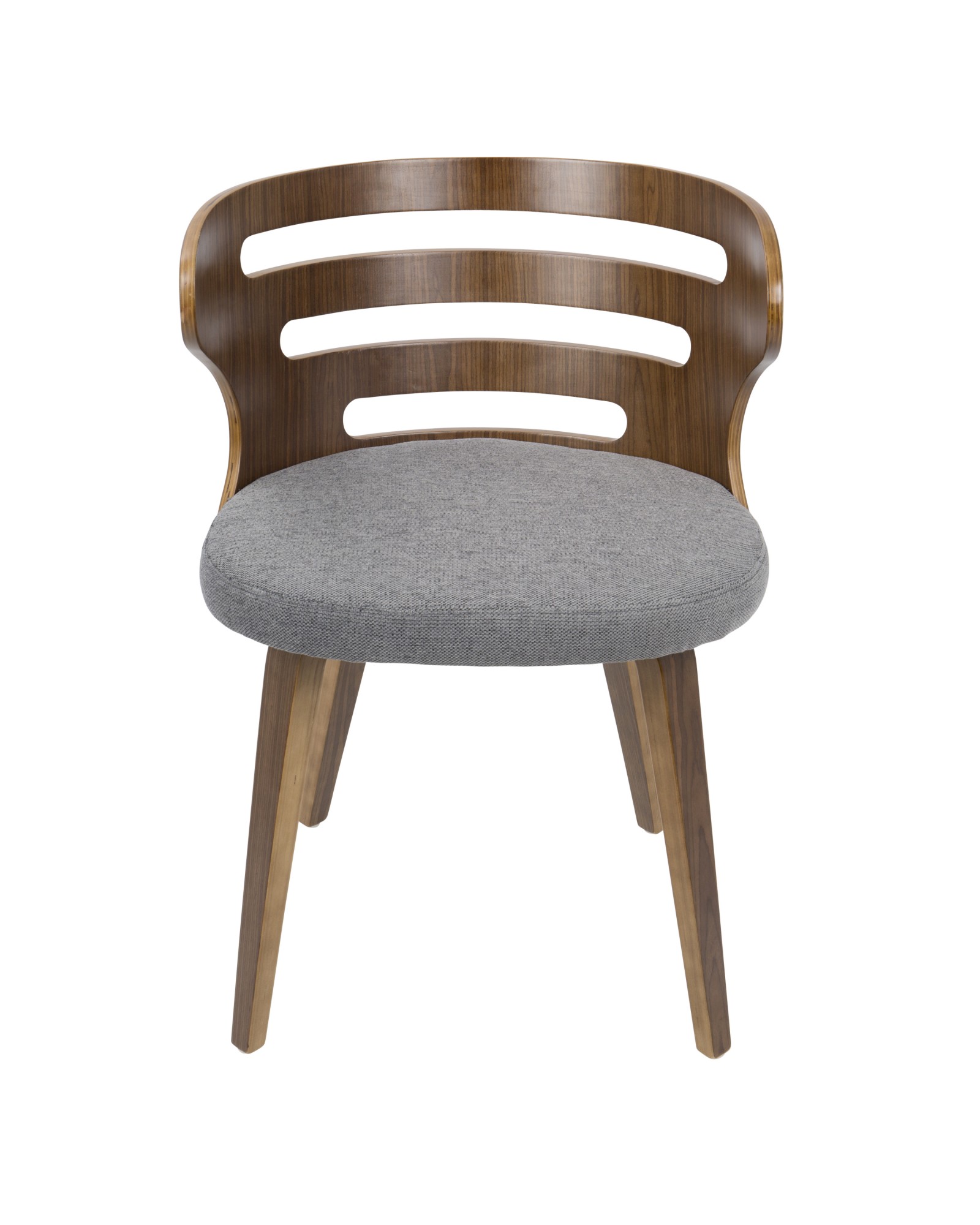 Cosi Mid-Century Modern Dining/Accent Chair in Walnut and Grey Fabric