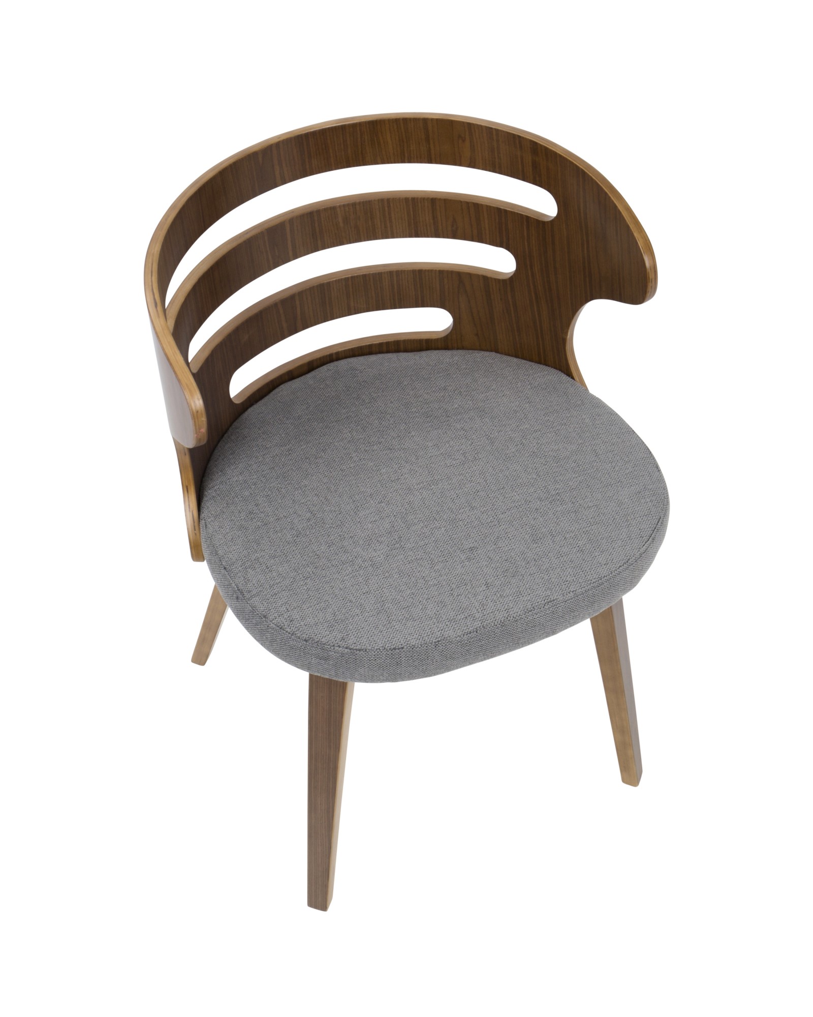 Cosi Mid-Century Modern Dining/Accent Chair in Walnut and Grey Fabric