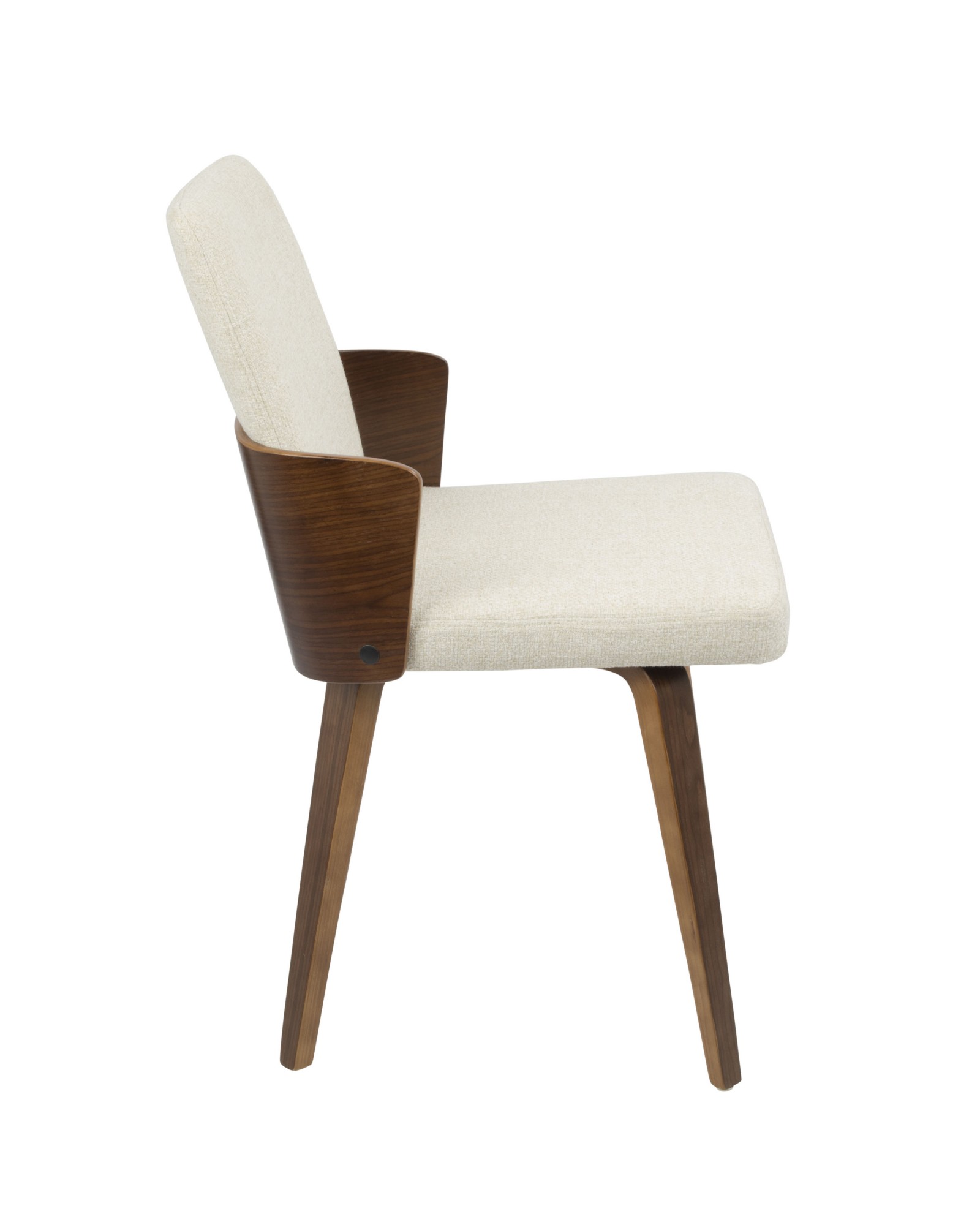 Carmella Mid-Century Modern Dining/Accent Chair in Walnut and Cream Fabric - Set of 2