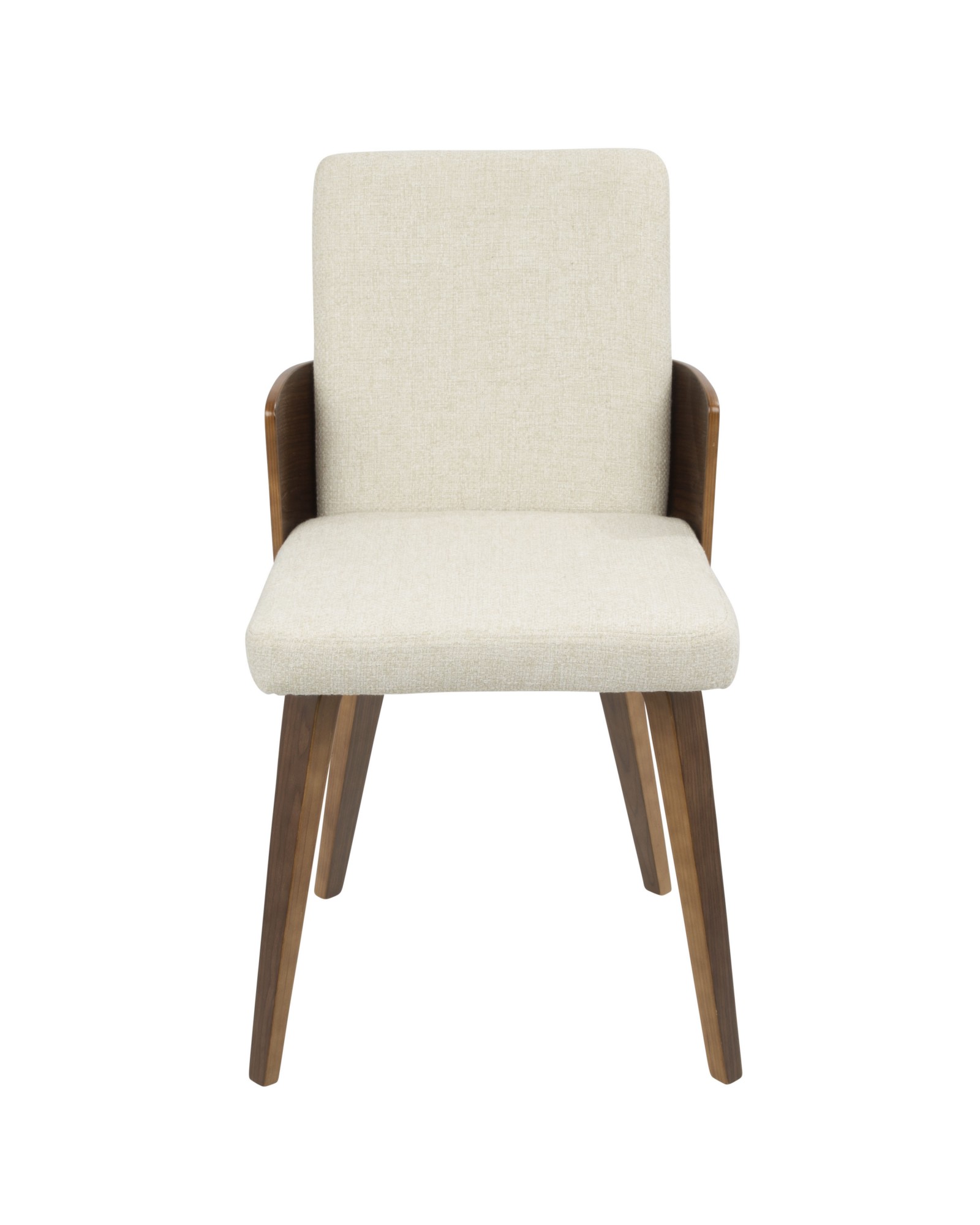 Carmella Mid-Century Modern Dining/Accent Chair in Walnut and Cream Fabric - Set of 2