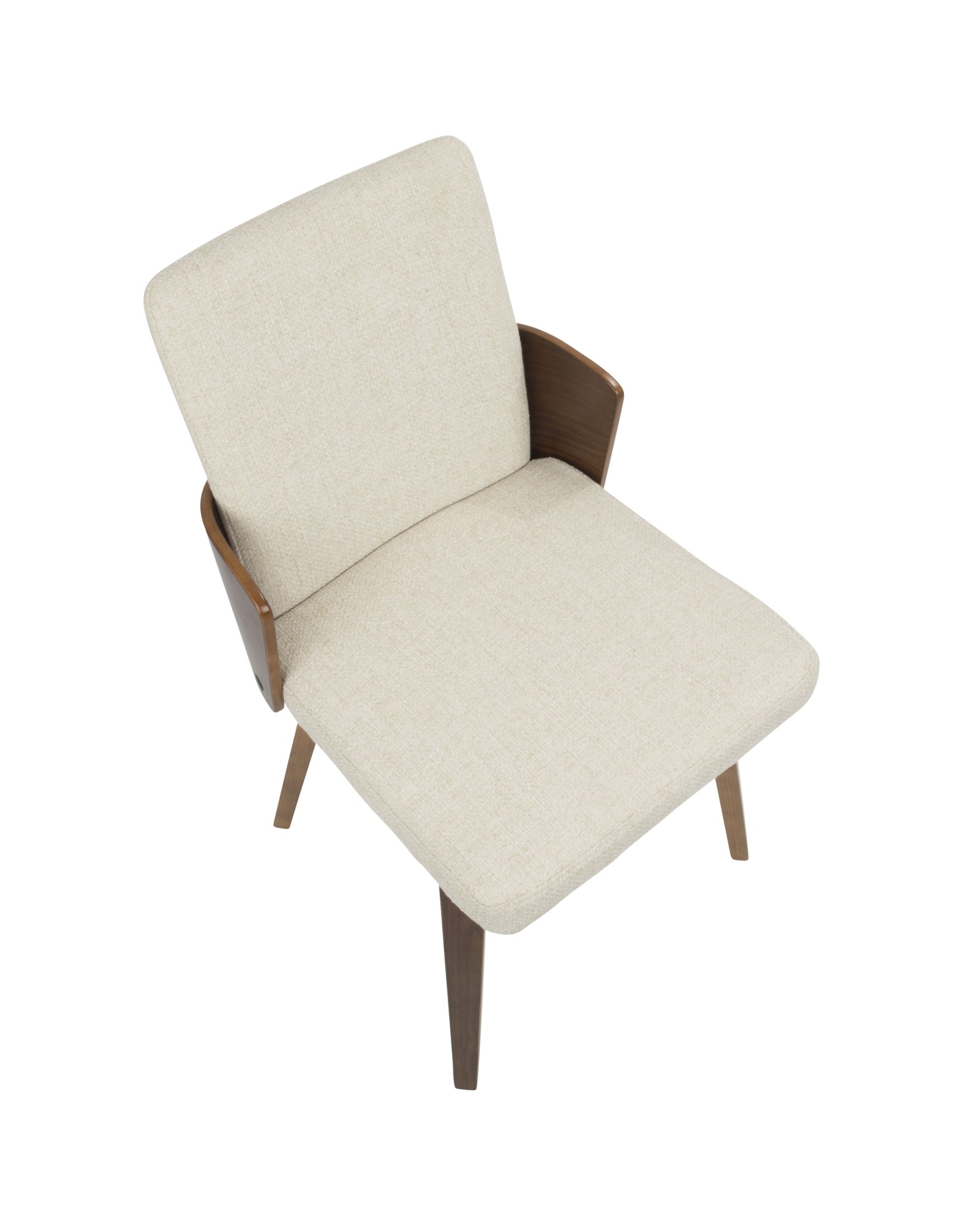 Carmella Mid-Century Modern Dining/Accent Chair in Walnut and Cream Fabric - Set of 2