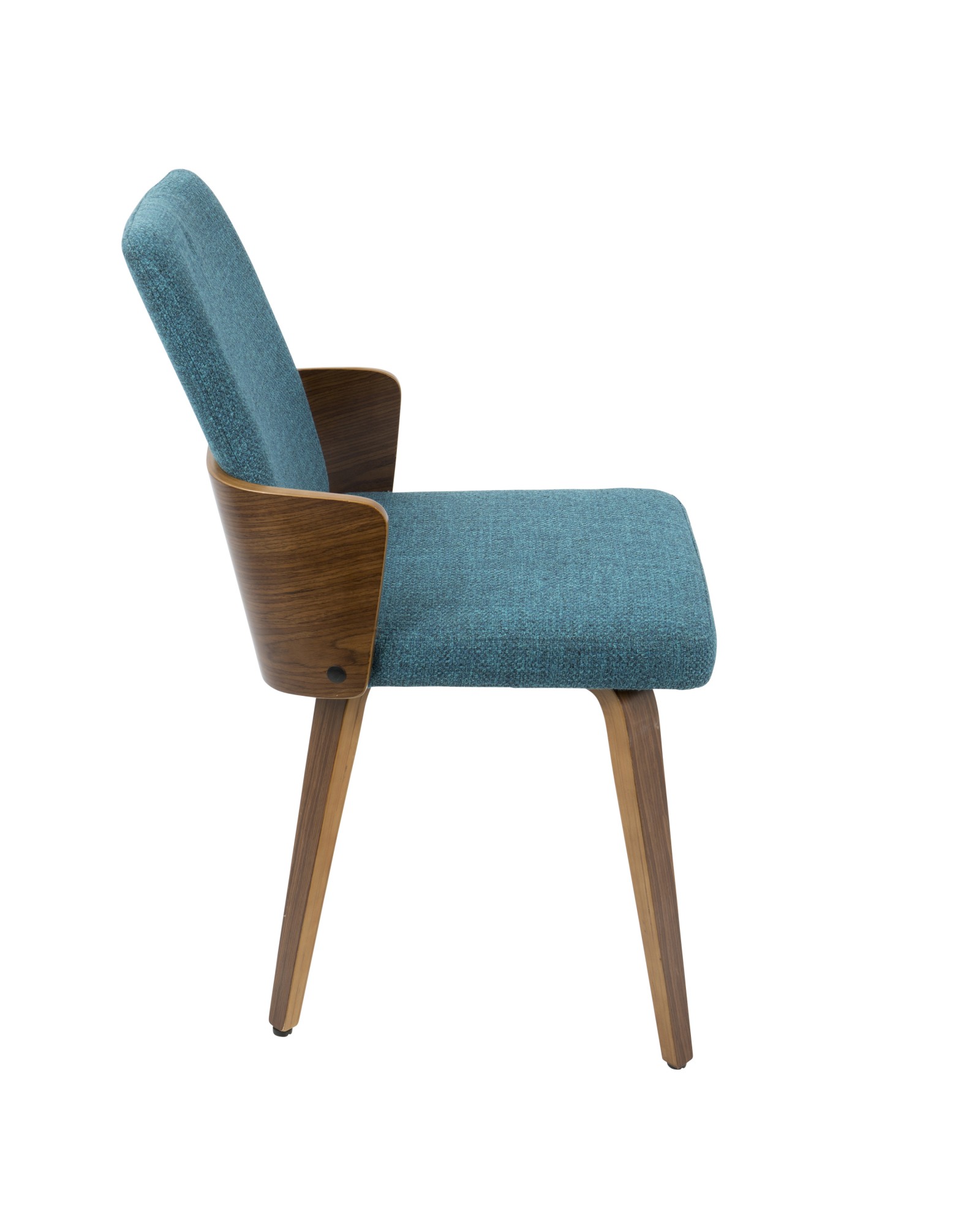 Carmella Mid-Century Modern Dining/Accent Chair in Walnut and Teal Fabric - Set of 2