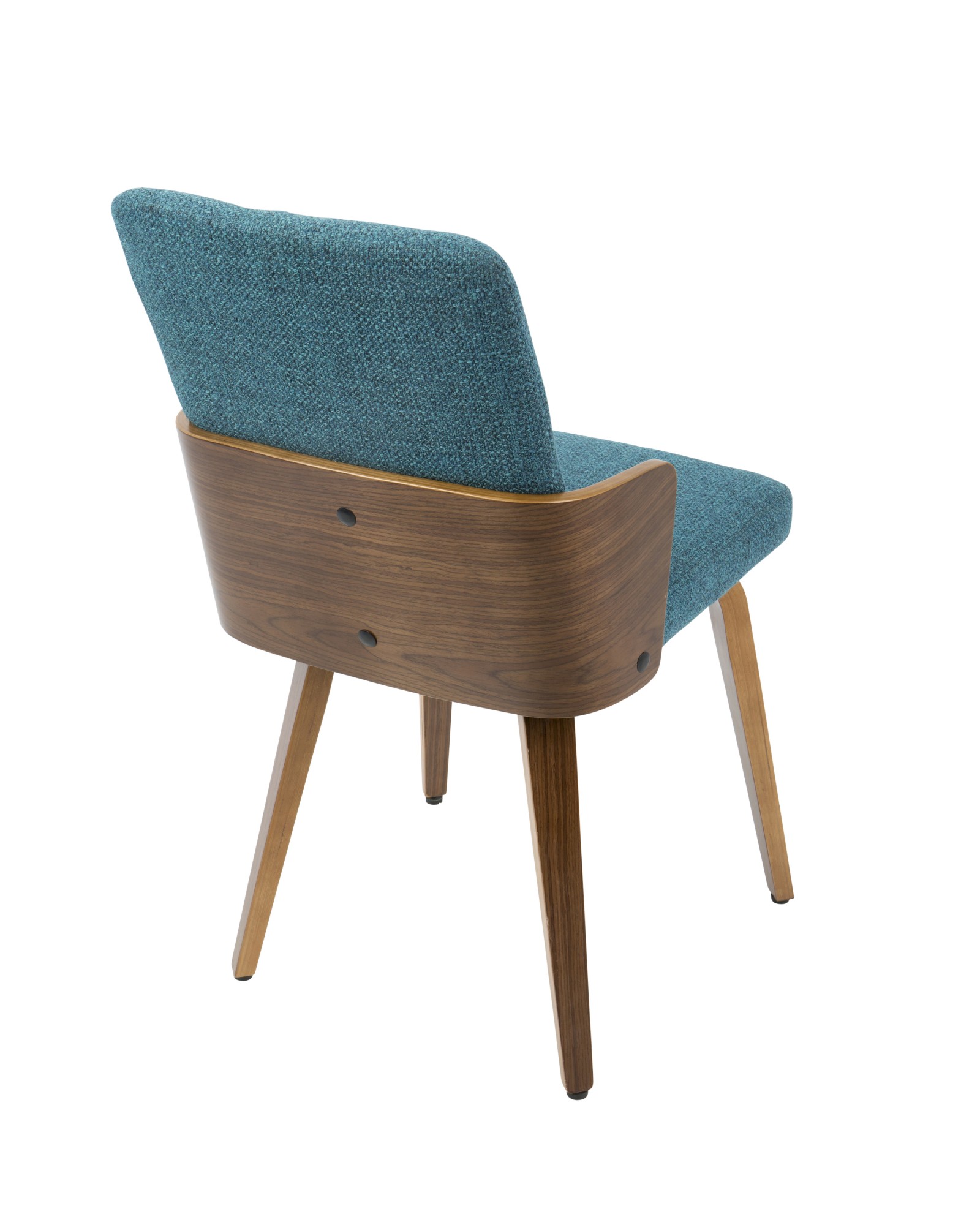 Carmella Mid-Century Modern Dining/Accent Chair in Walnut and Teal Fabric - Set of 2