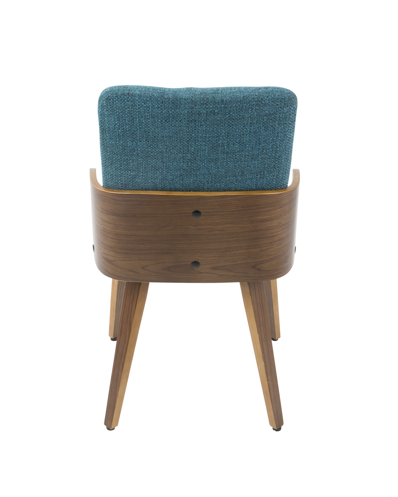 Carmella Mid-Century Modern Dining/Accent Chair in Walnut and Teal Fabric - Set of 2