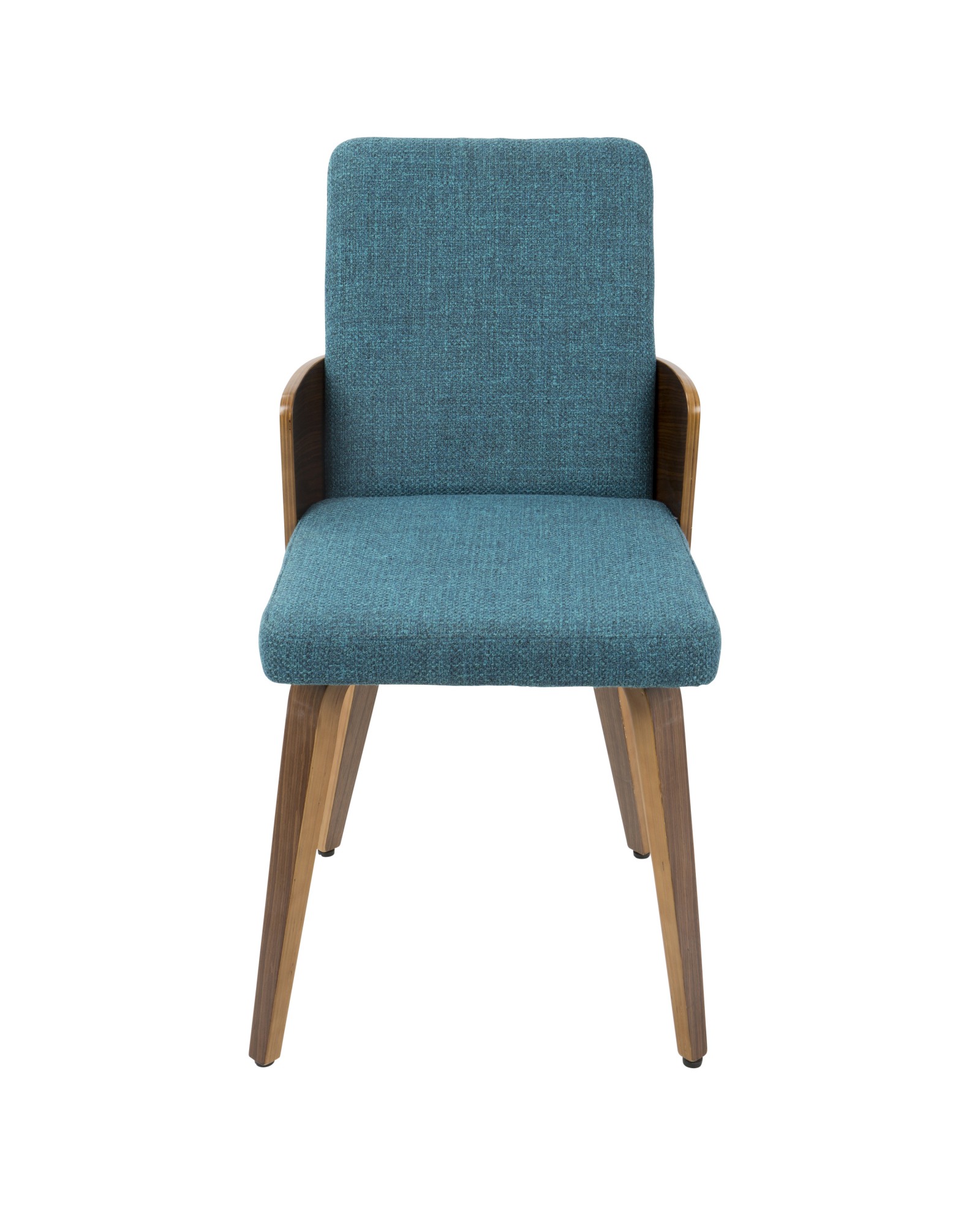 Carmella Mid-Century Modern Dining/Accent Chair in Walnut and Teal Fabric - Set of 2