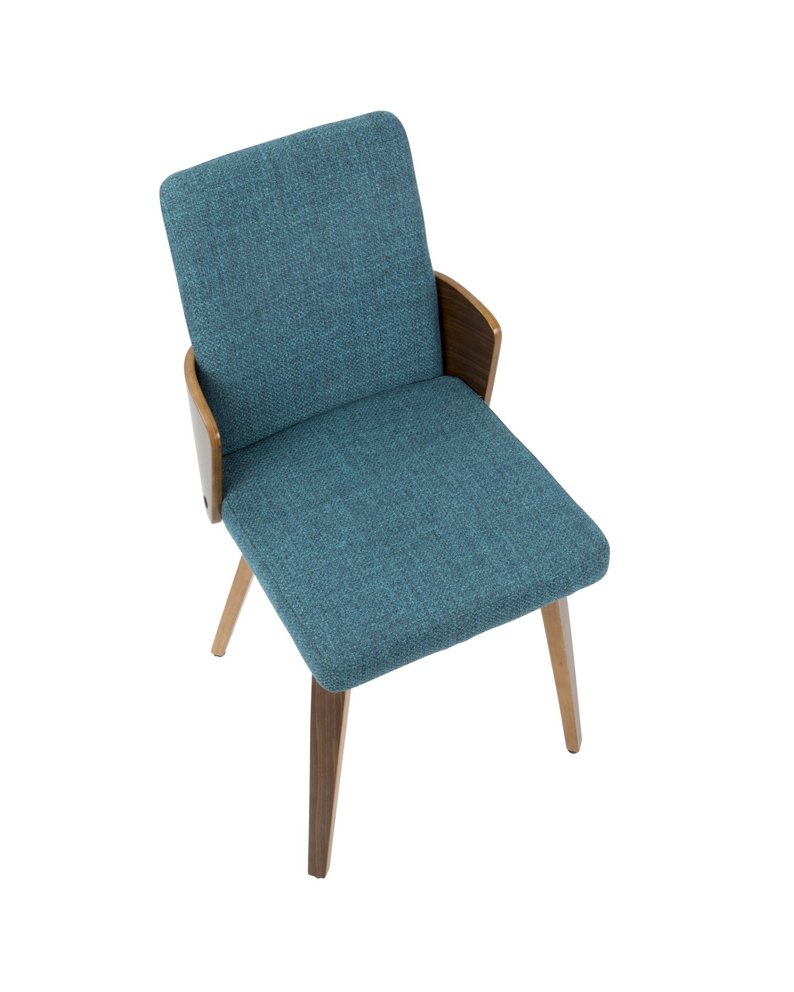 Carmella Mid-Century Modern Dining/Accent Chair in Walnut and Teal Fabric - Set of 2