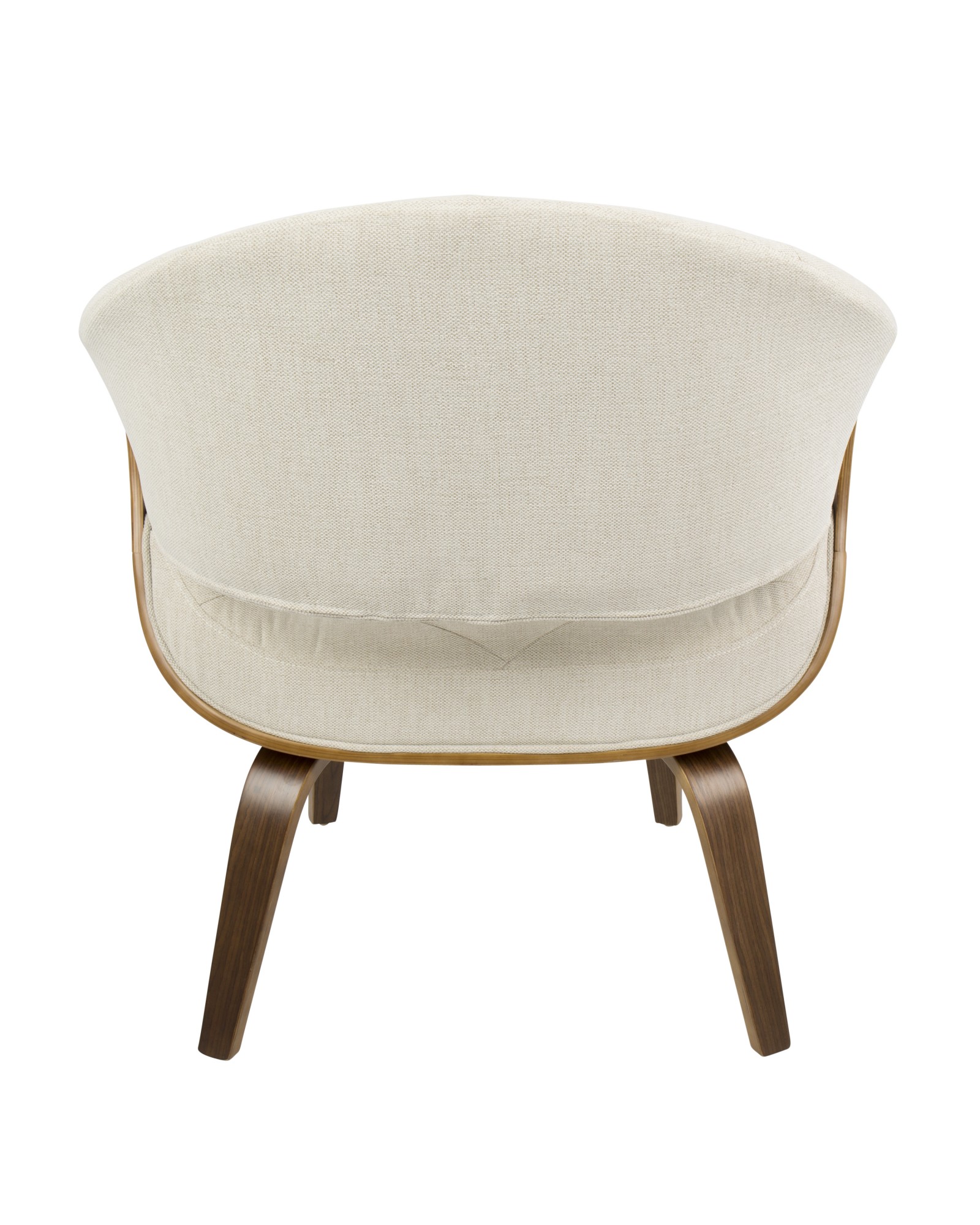 Curvo Mid-Century Modern Tufted Accent Chair in Walnut and Cream Fabric