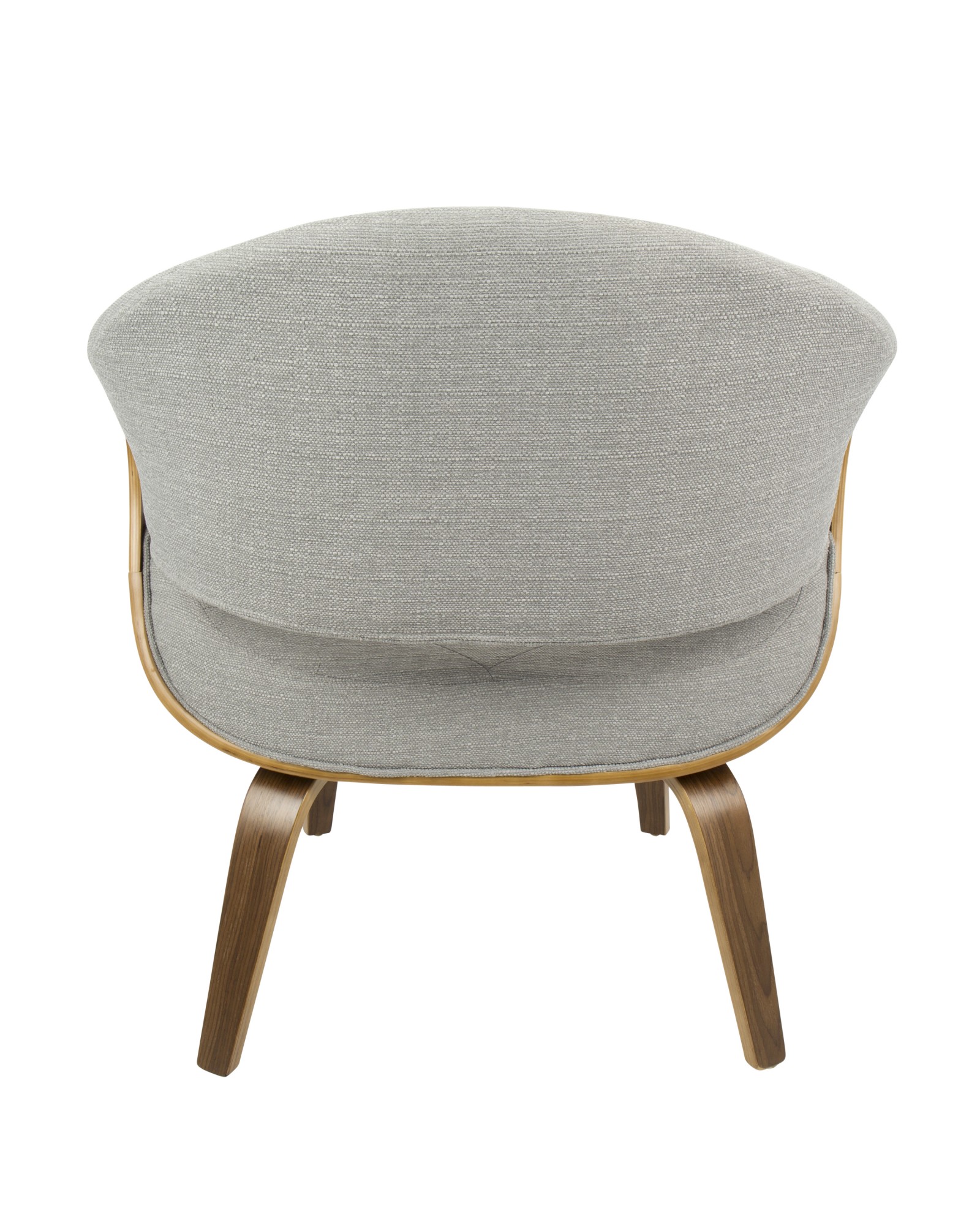 Curvo Mid-Century Modern Tufted Accent Chair in Walnut and Grey Fabric