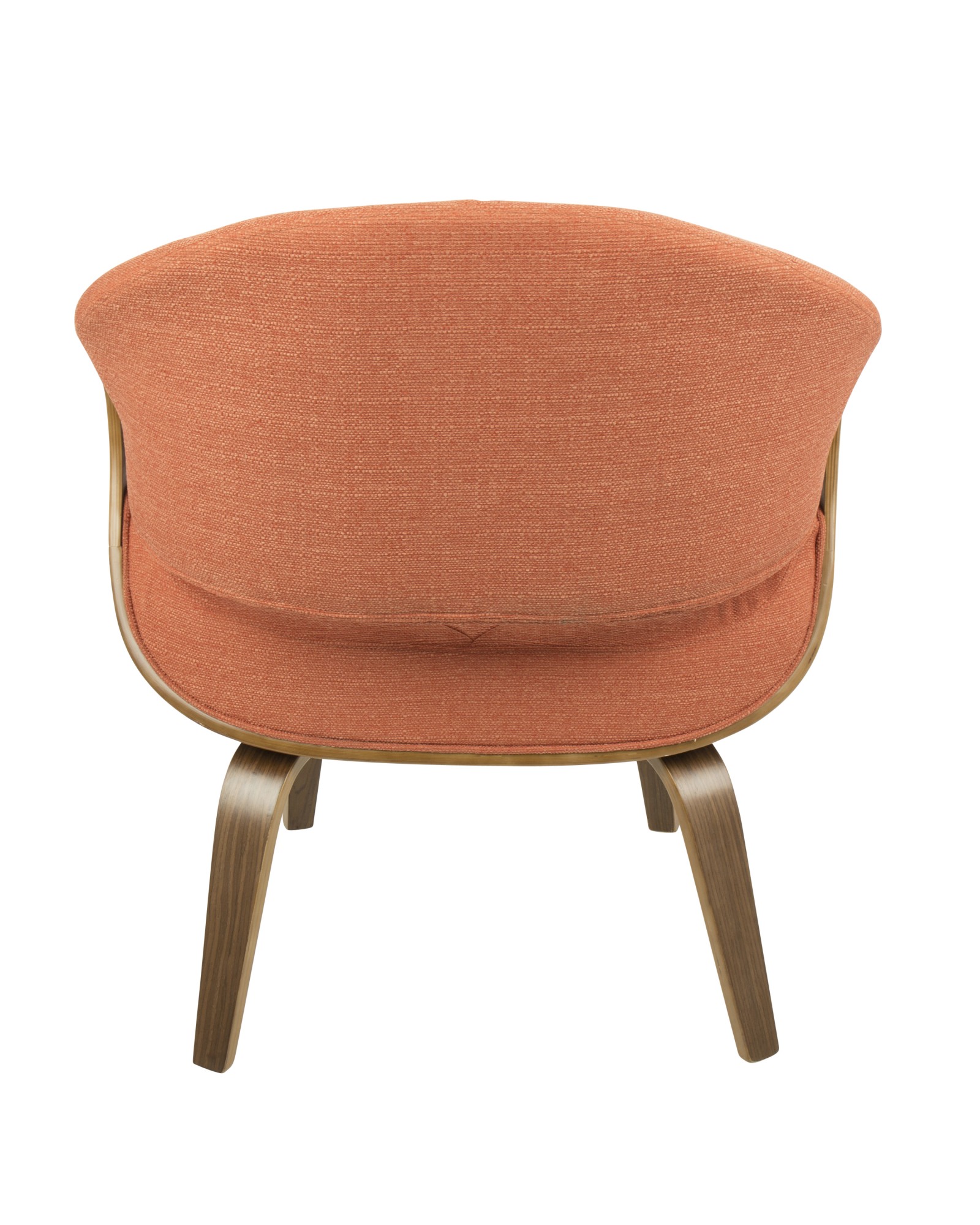 Curvo Mid-Century Modern Tufted Accent Chair in Walnut and Orange Fabric