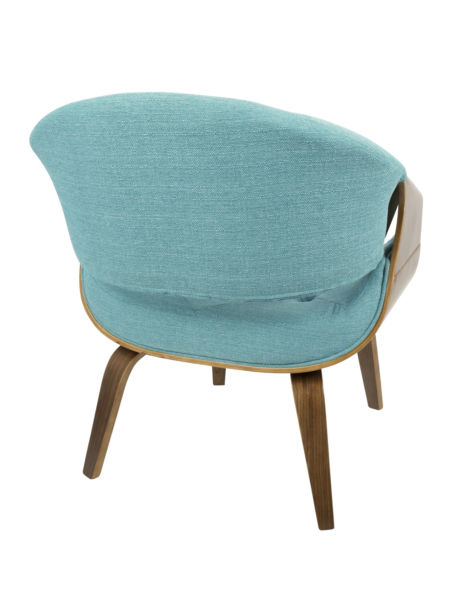 Curvo Mid-Century Modern Tufted Accent Chair in Walnut and Teal Fabric