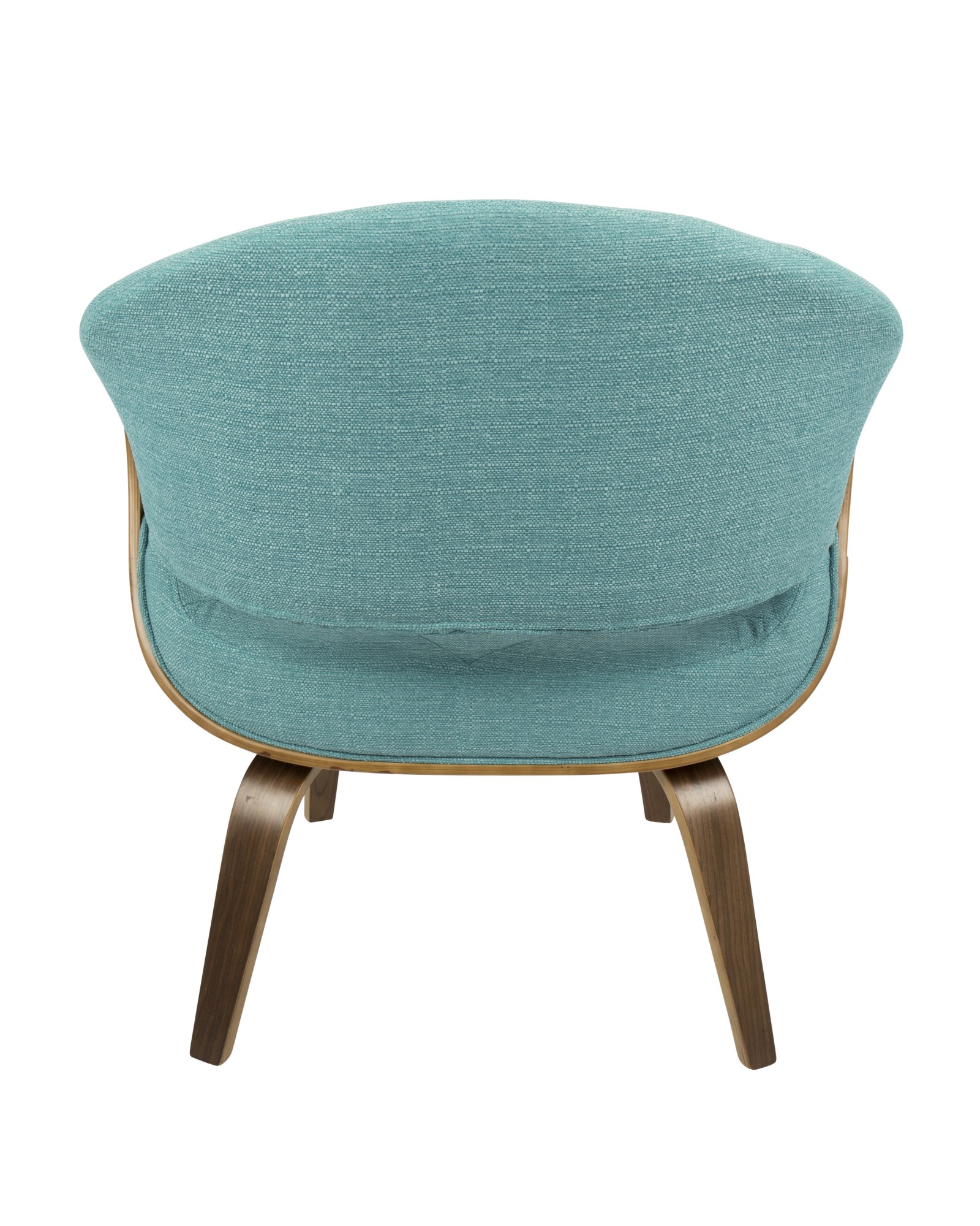 Curvo Mid-Century Modern Tufted Accent Chair in Walnut and Teal Fabric