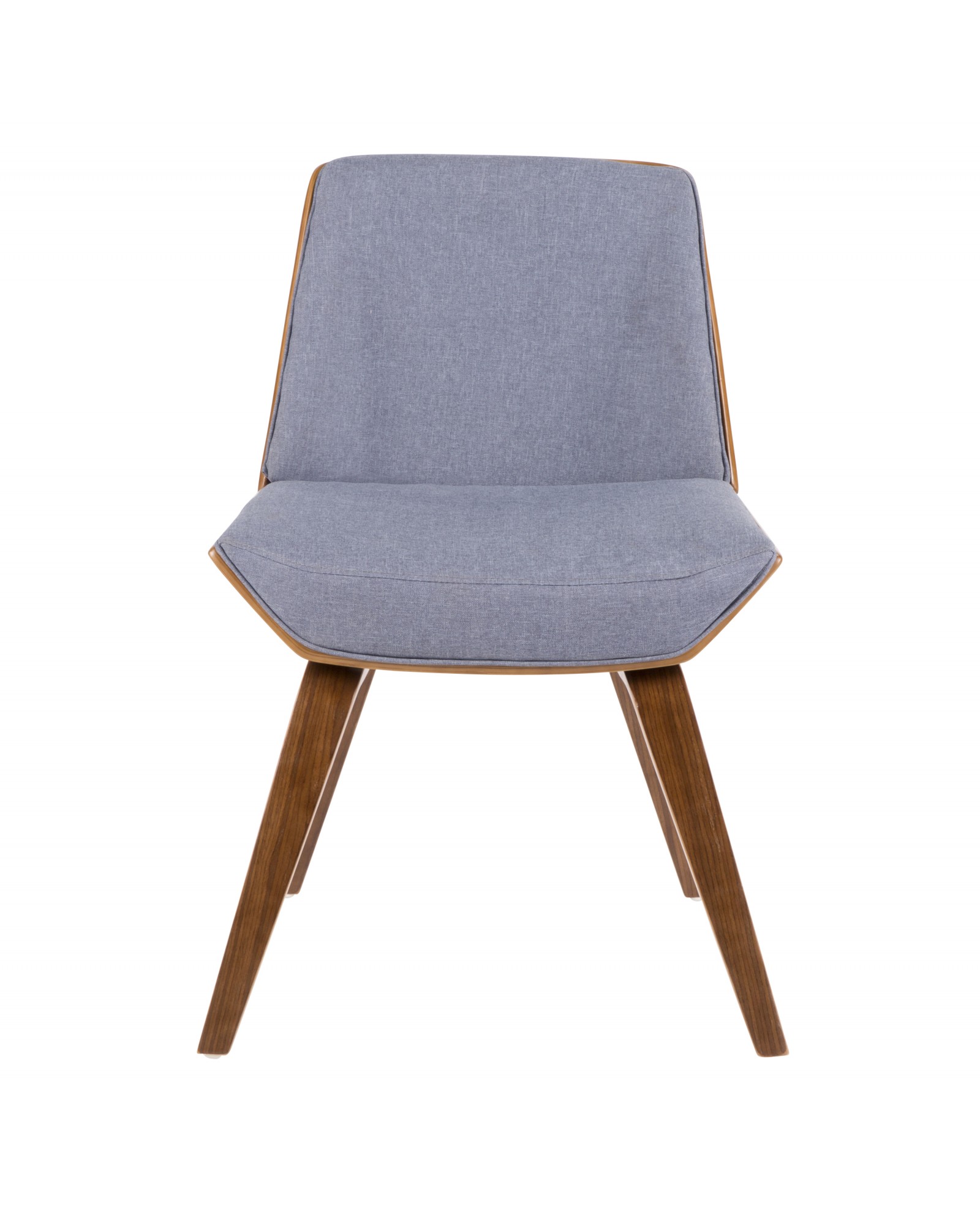 Corazza Mid-Century Modern Dining/Accent Chair in Walnut and Blue Fabric