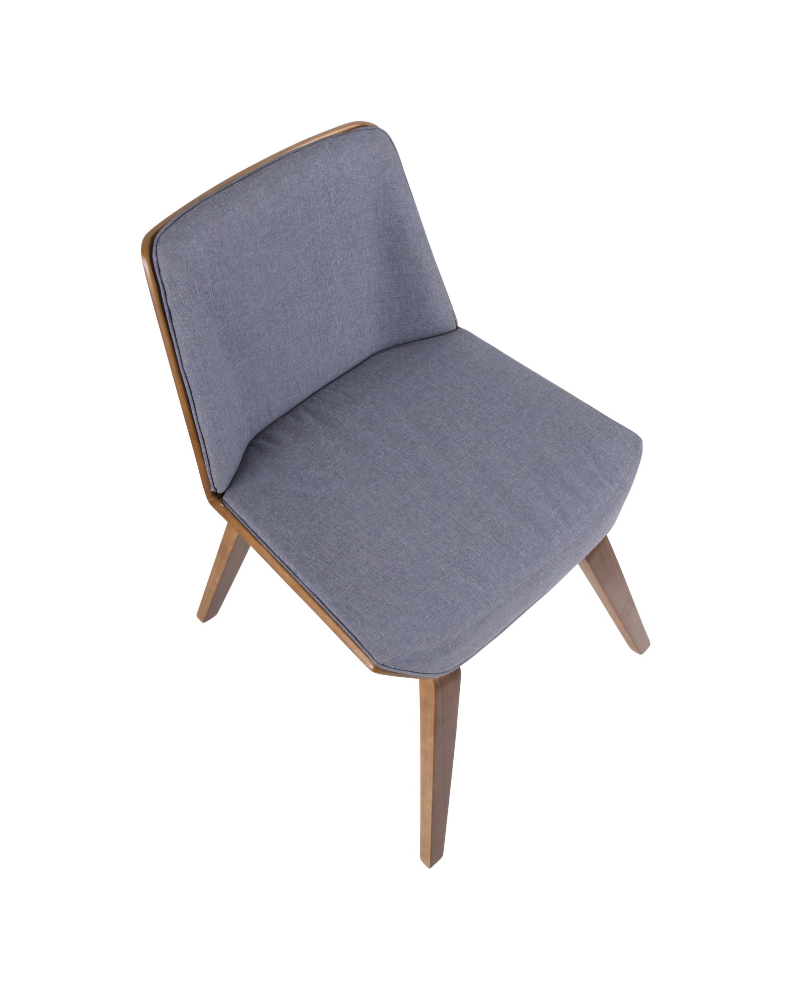 Corazza Mid-Century Modern Dining/Accent Chair in Walnut and Blue Fabric