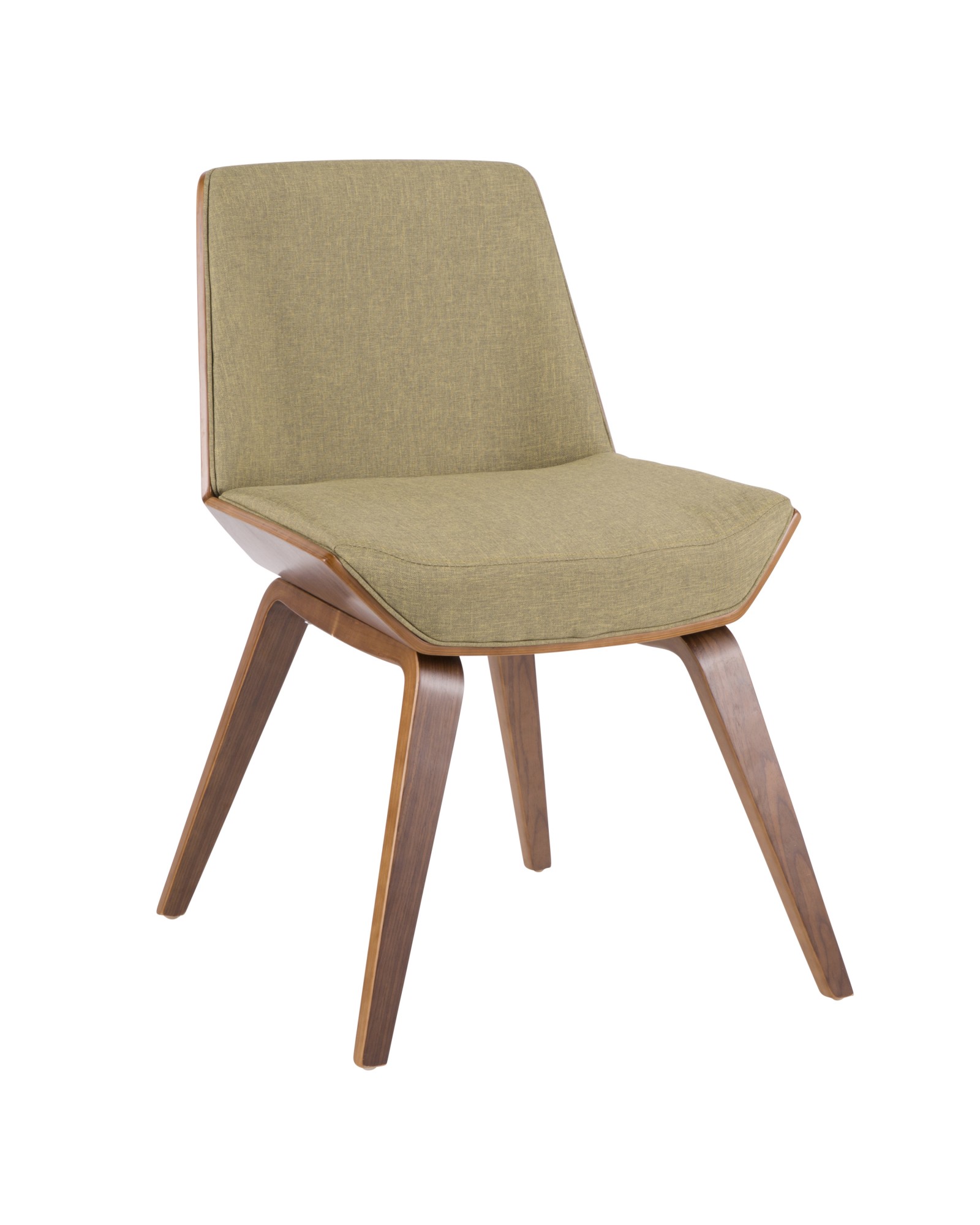 Corazza Mid-century Modern Dining/Accent Chair in Walnut and Green