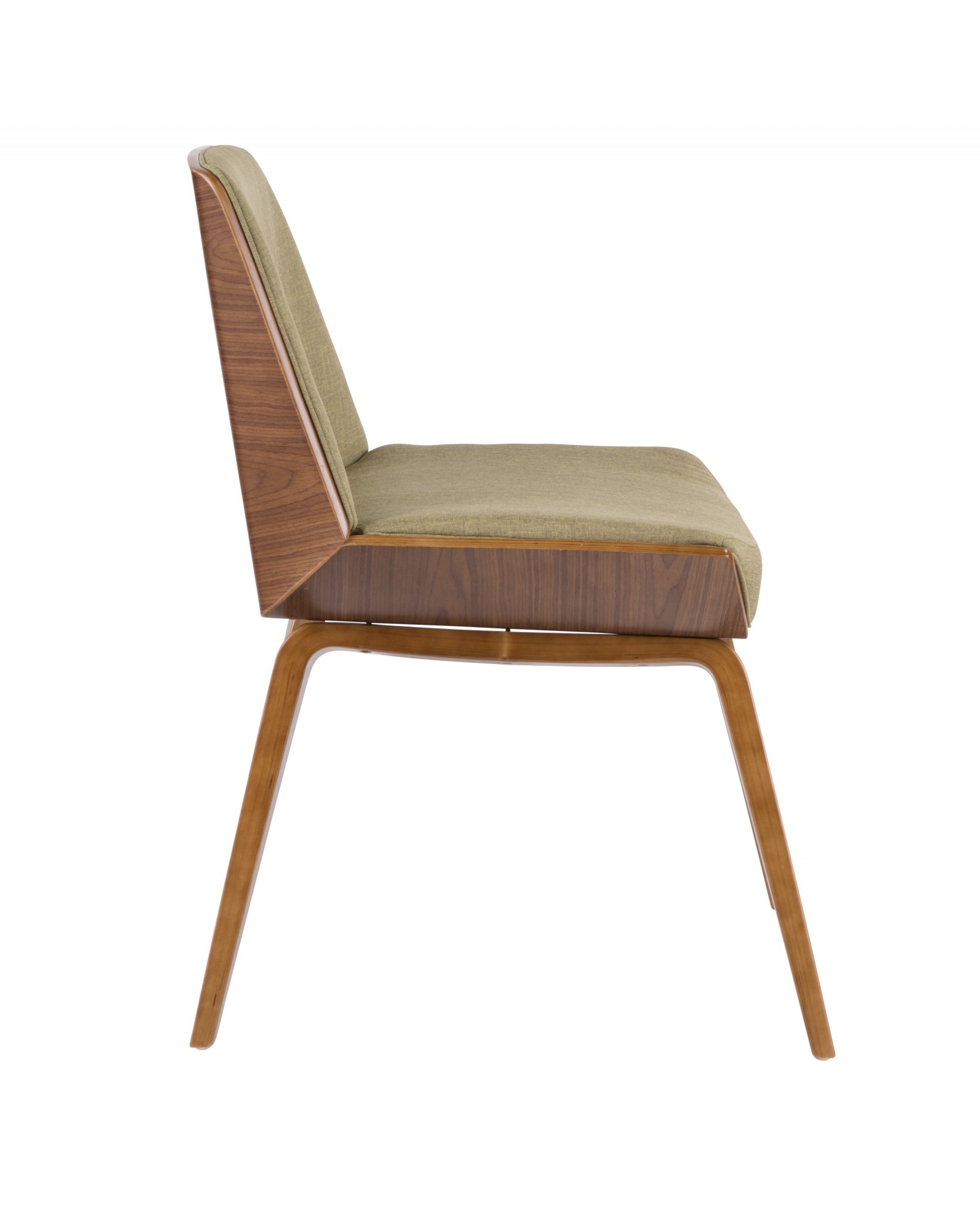 Corazza Mid-century Modern Dining/Accent Chair in Walnut and Green