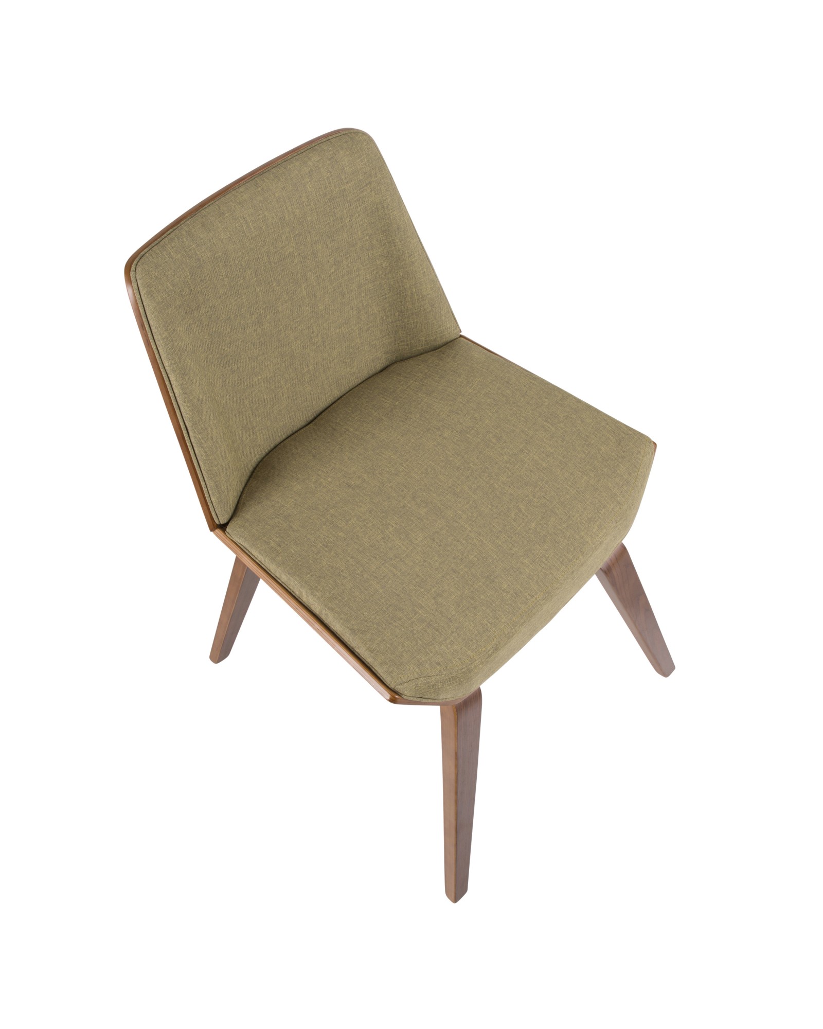 Corazza Mid-century Modern Dining/Accent Chair in Walnut and Green