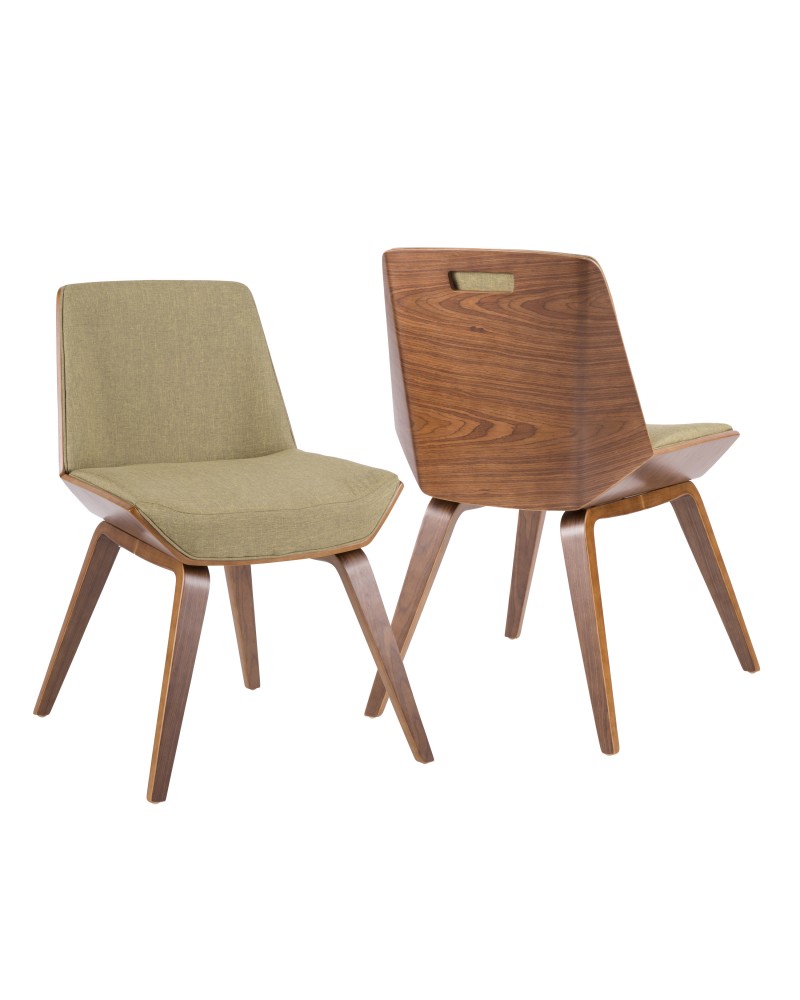 Corazza Mid-century Modern Dining/Accent Chair in Walnut and Green