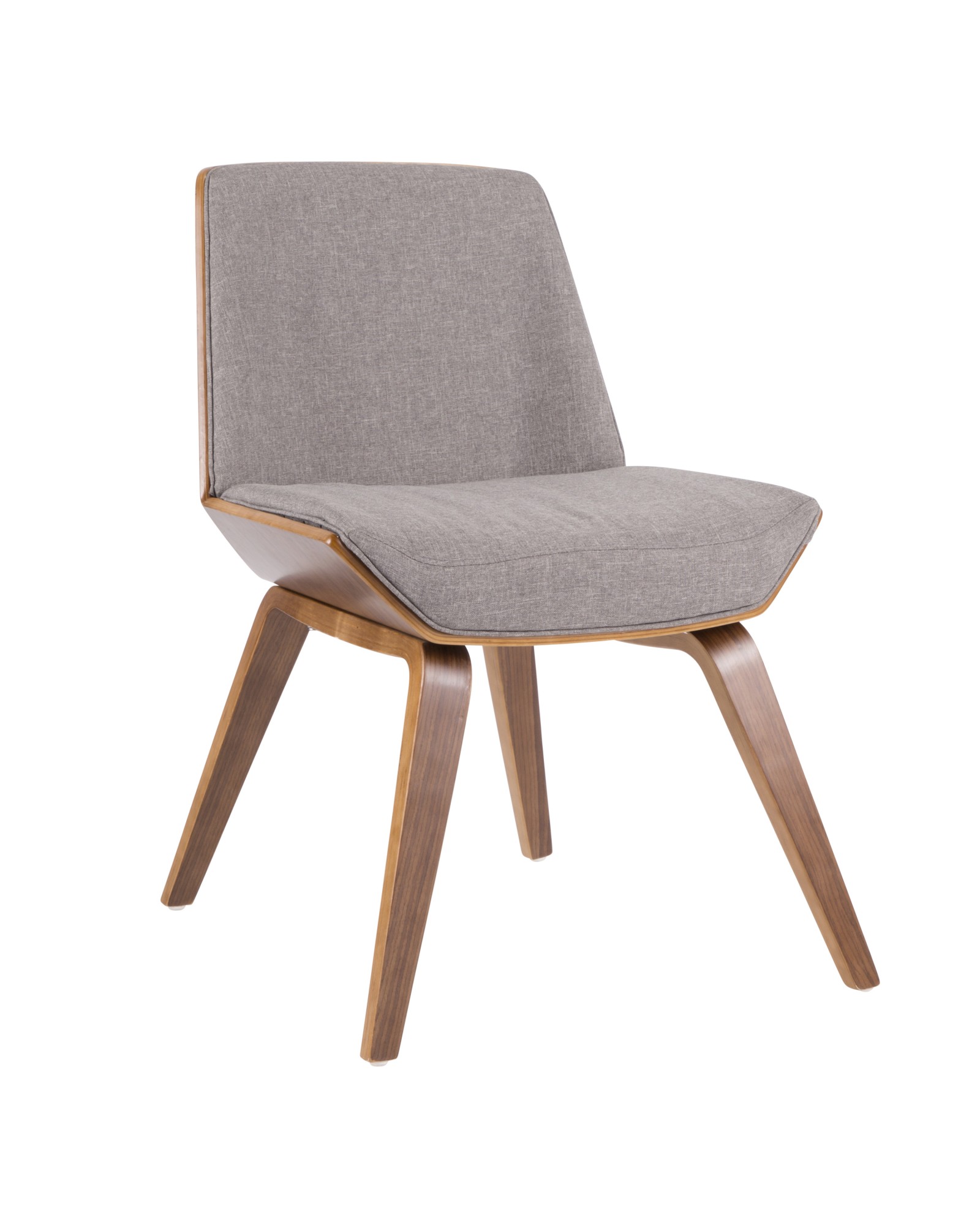 Corazza Mid-Century Modern Dining/Accent Chair in Walnut and Grey Fabric