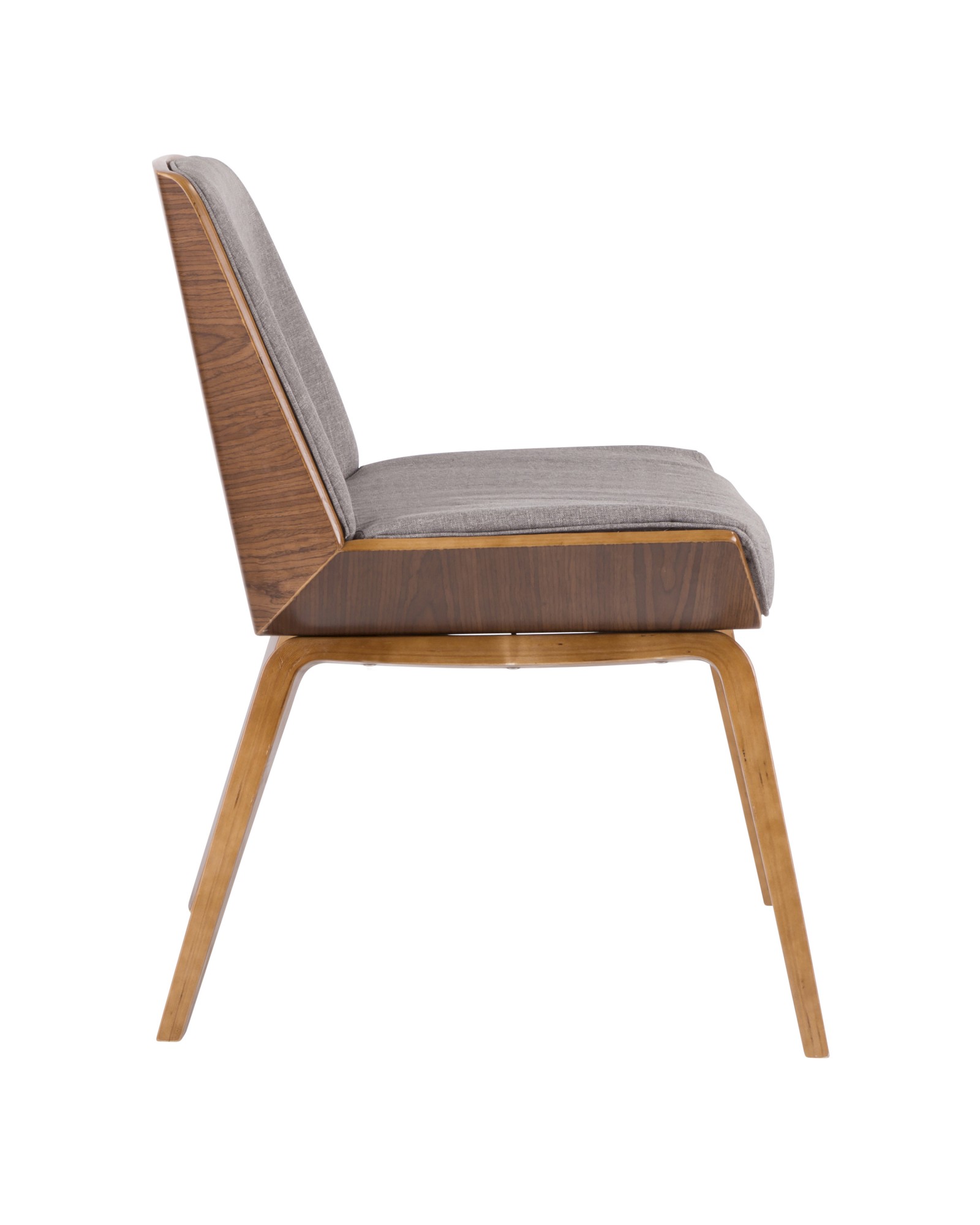 Corazza Mid-Century Modern Dining/Accent Chair in Walnut and Grey Fabric