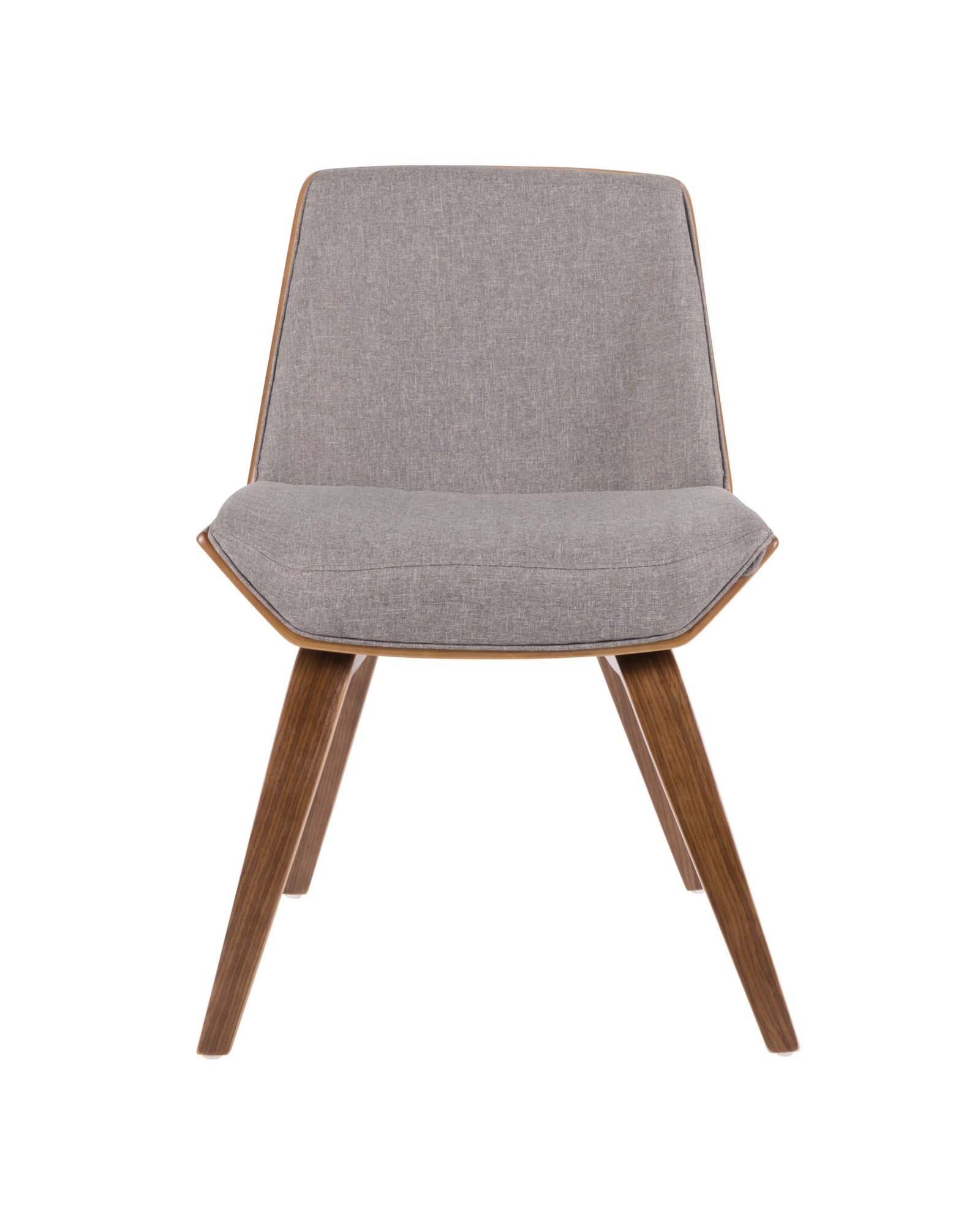 Corazza Mid-Century Modern Dining/Accent Chair in Walnut and Grey Fabric