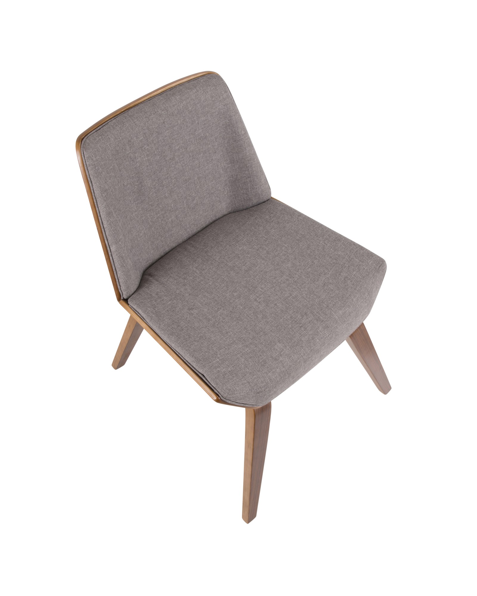 Corazza Mid-Century Modern Dining/Accent Chair in Walnut and Grey Fabric