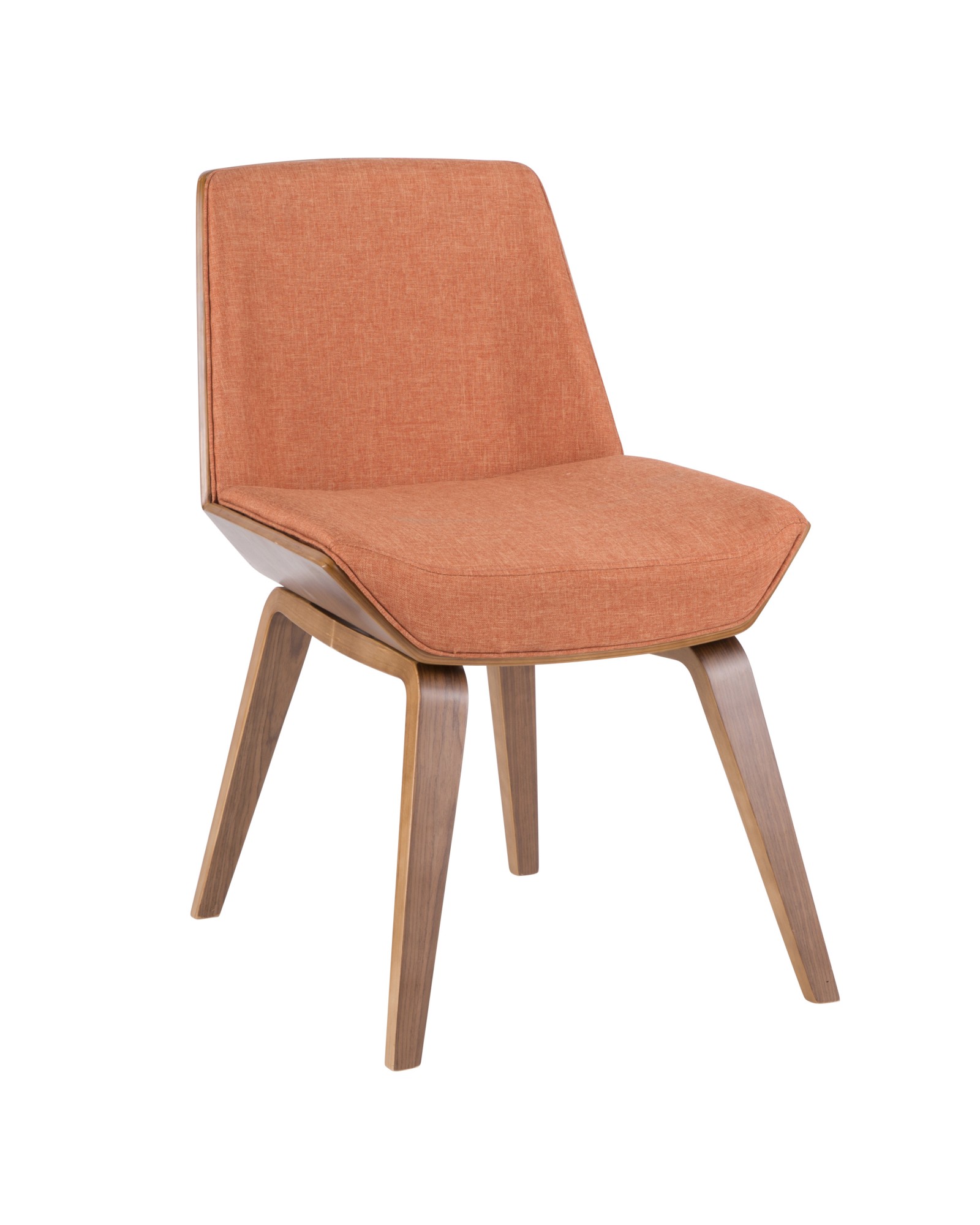 Corazza Mid-century Modern Dining/Accent Chair in Walnut and Orange