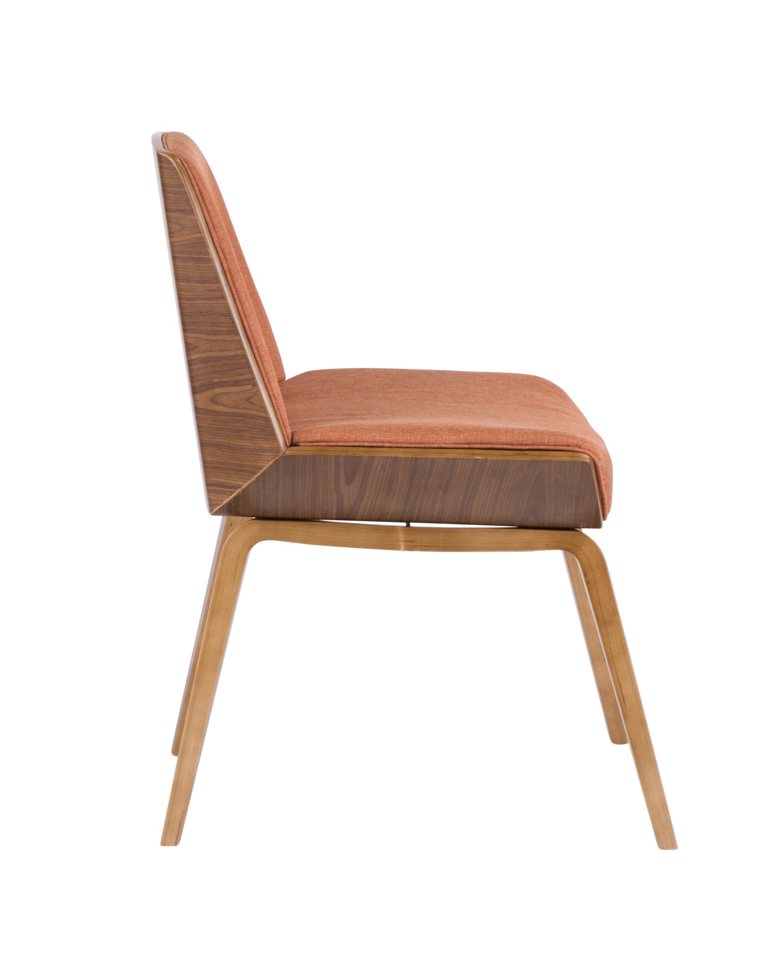 Corazza Mid-century Modern Dining/Accent Chair in Walnut and Orange