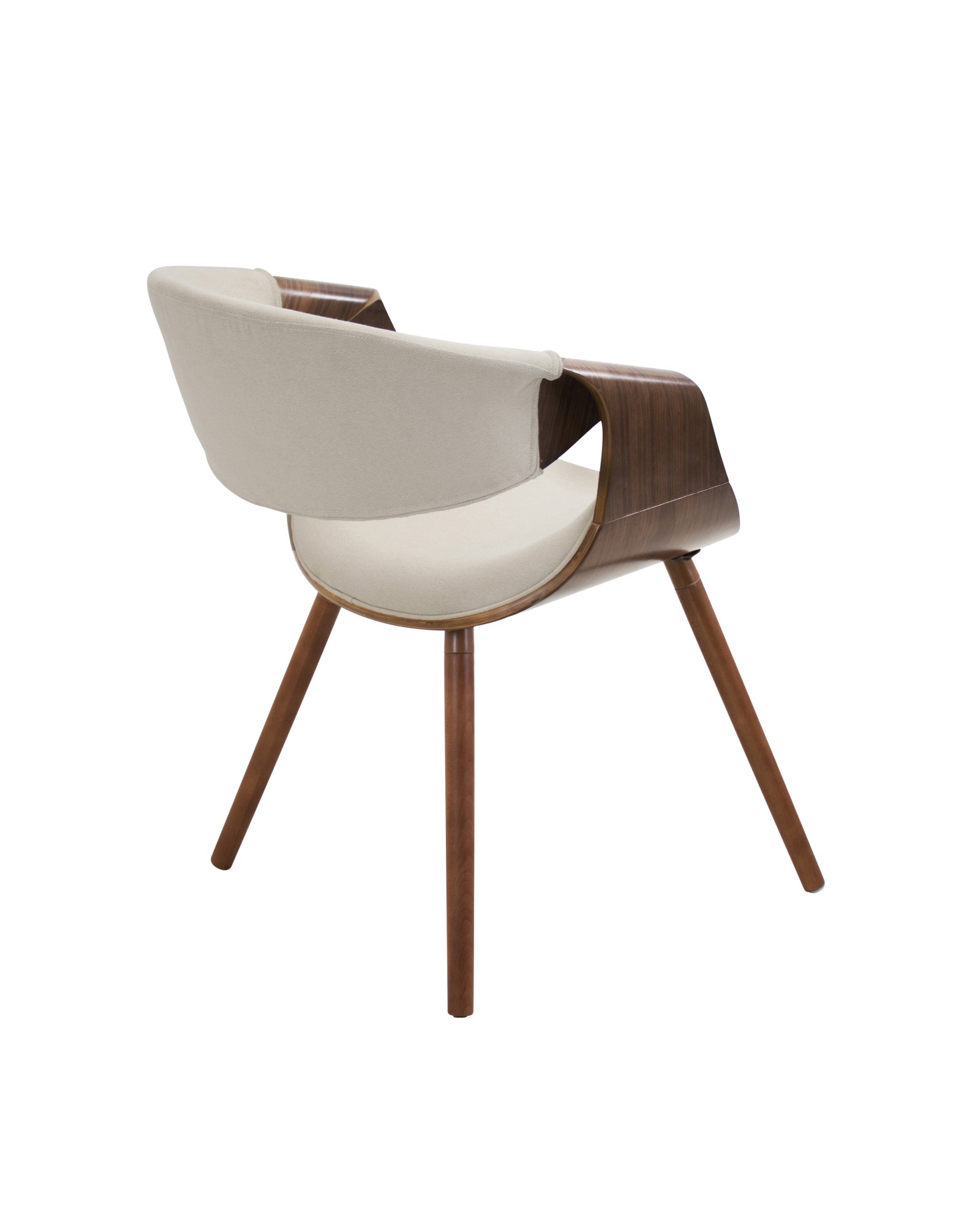 Curvo Mid-Century Modern Dining/Accent Chair in Walnut and Cream Fabric