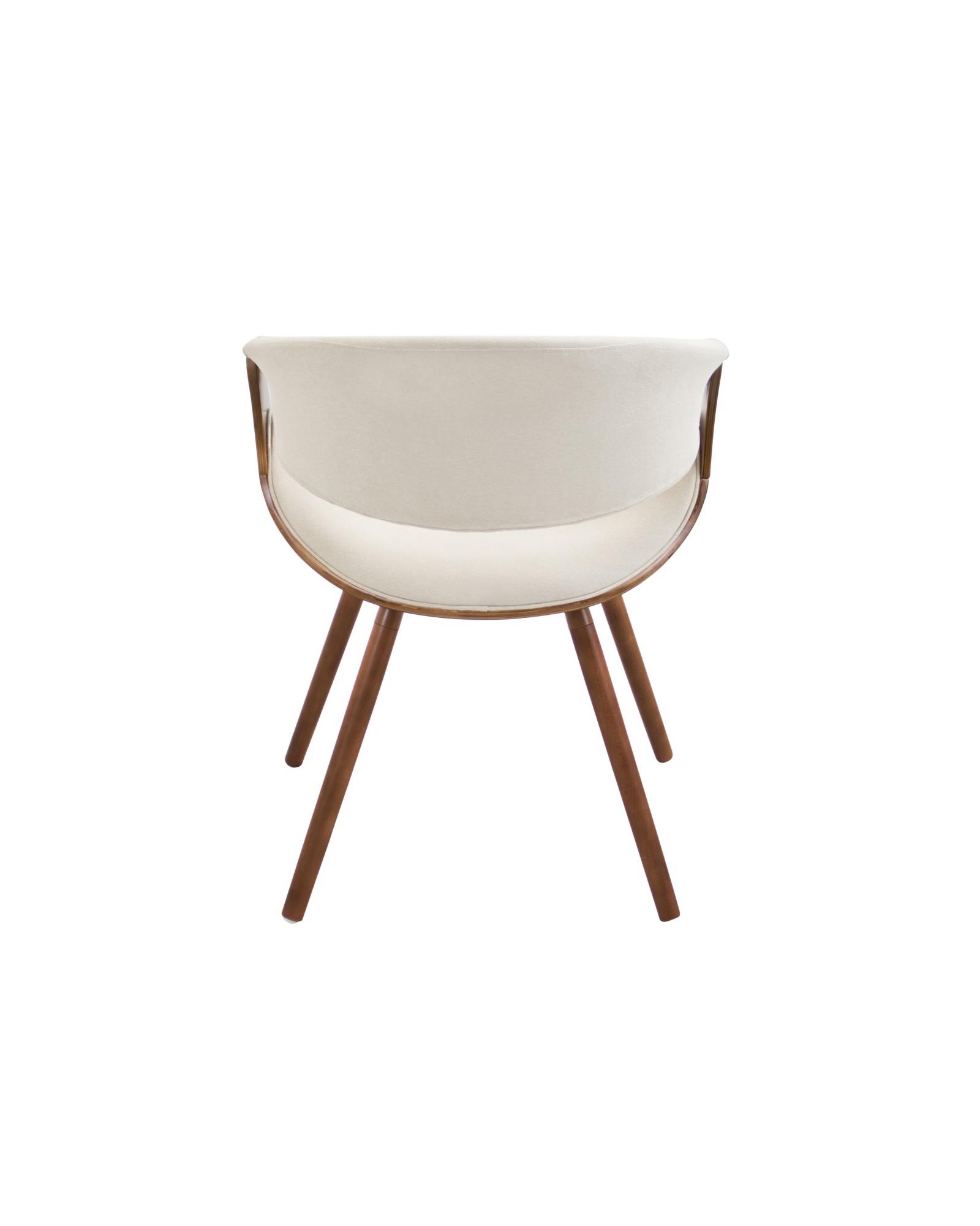 Curvo Mid-Century Modern Dining/Accent Chair in Walnut and Cream Fabric