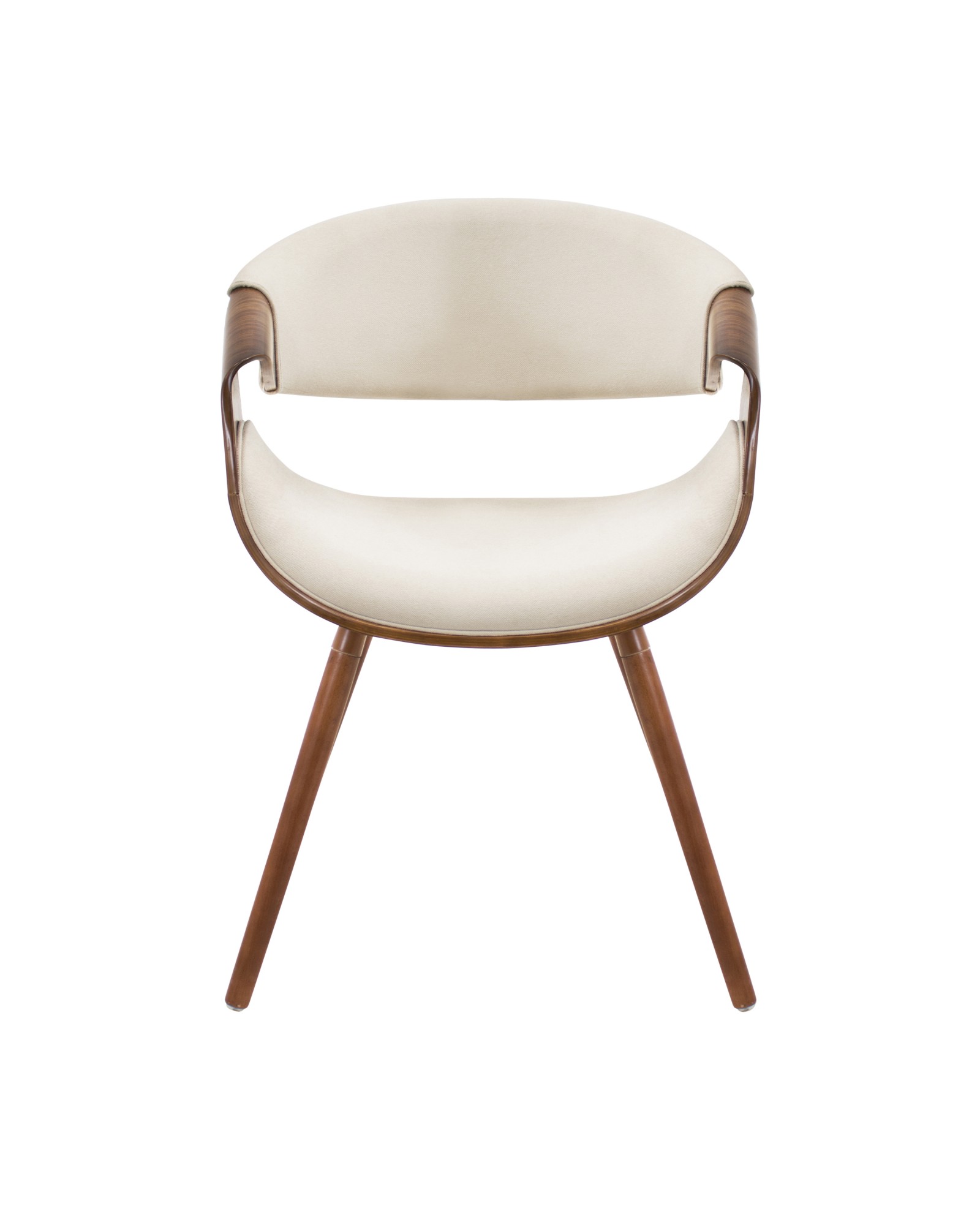 Curvo Mid-Century Modern Dining/Accent Chair in Walnut and Cream Fabric