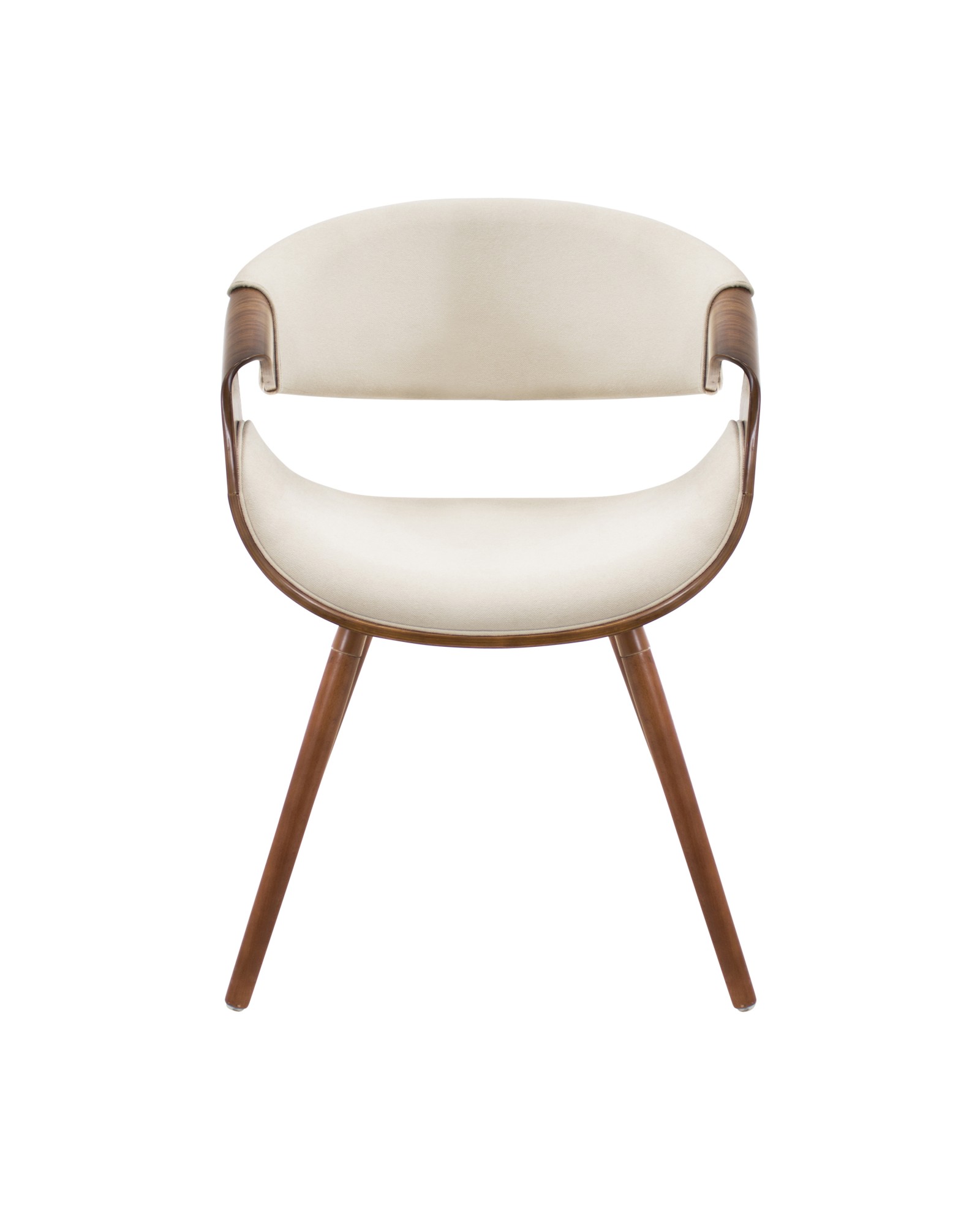 Curvo Mid-Century Modern Dining/Accent Chair in Walnut and Cream Fabric