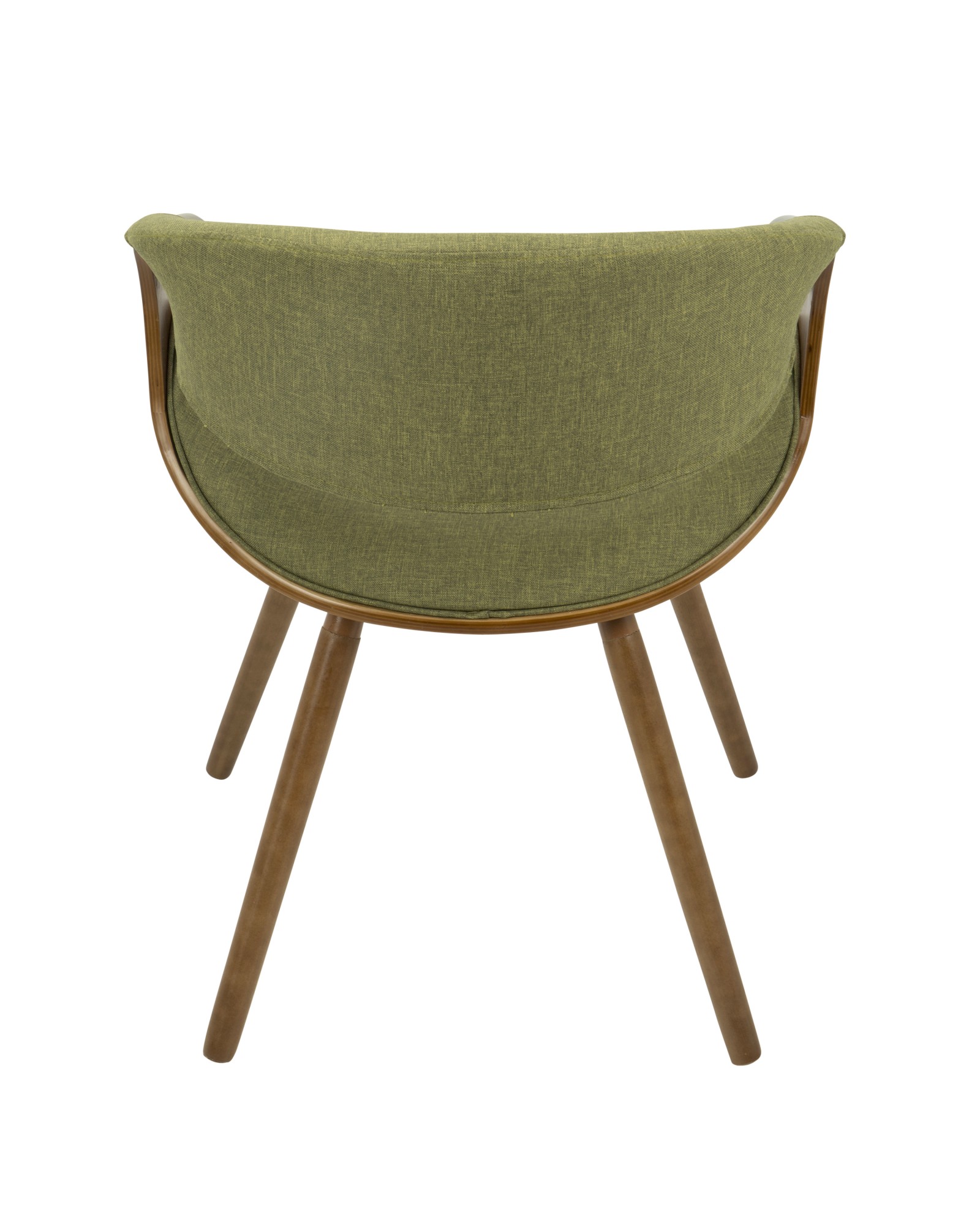 Curvo Mid-Century Modern Dining/Accent Chair in Walnut and Green Fabric