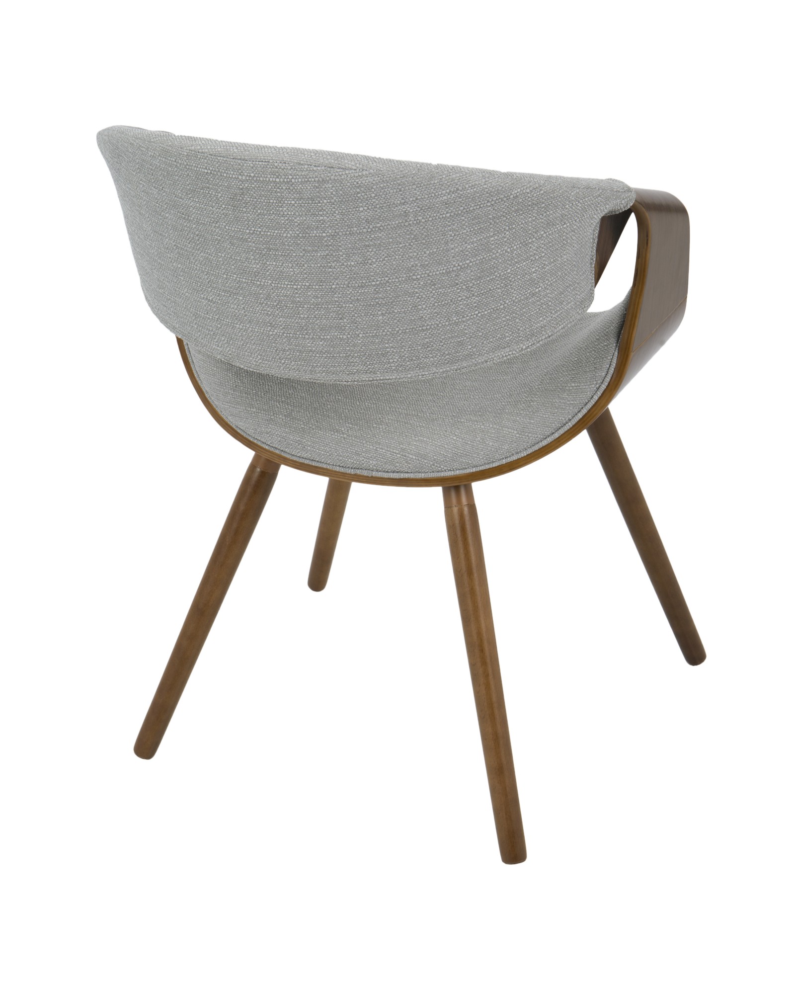Curvo Mid-Century Modern Dining/Accent Chair in Walnut and Grey Fabric