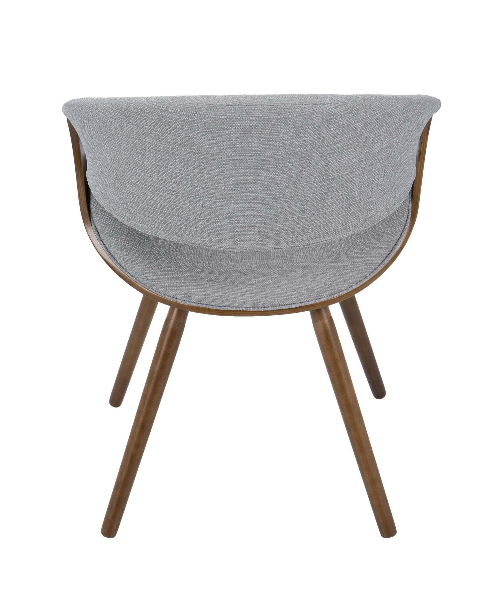 Curvo Mid-Century Modern Dining/Accent Chair in Walnut and Grey Fabric