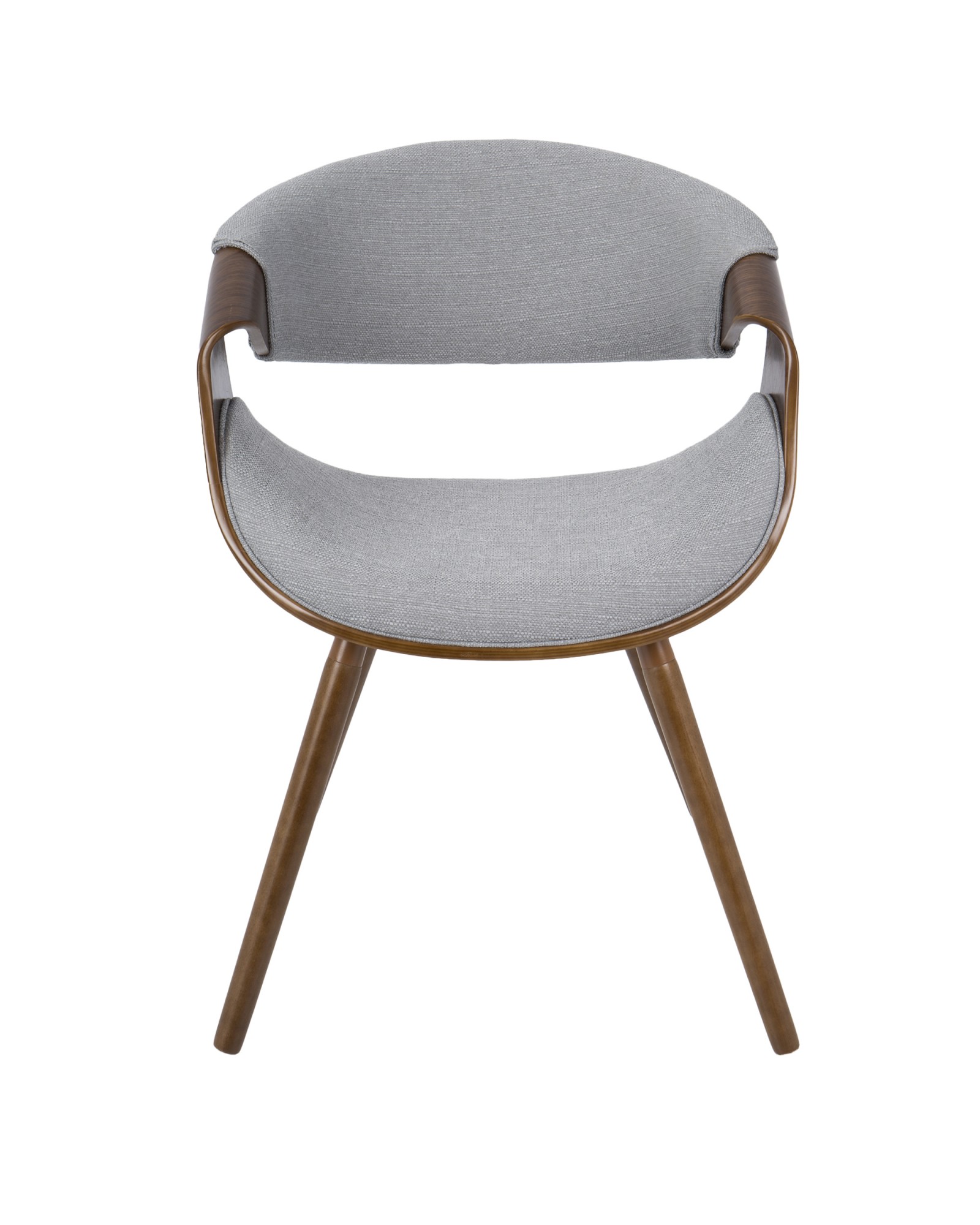 Curvo Mid-Century Modern Dining/Accent Chair in Walnut and Grey Fabric