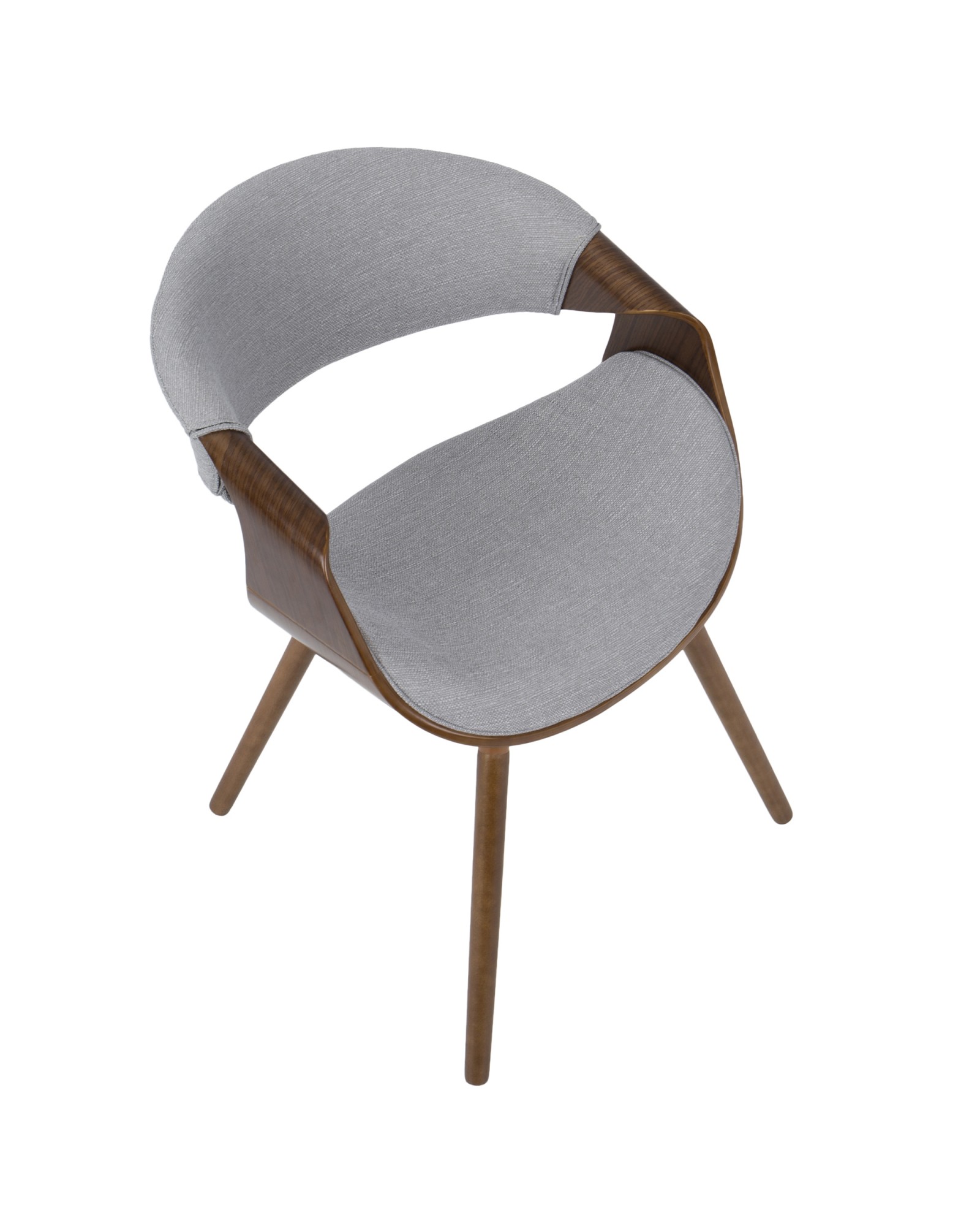 Curvo Mid-Century Modern Dining/Accent Chair in Walnut and Grey Fabric