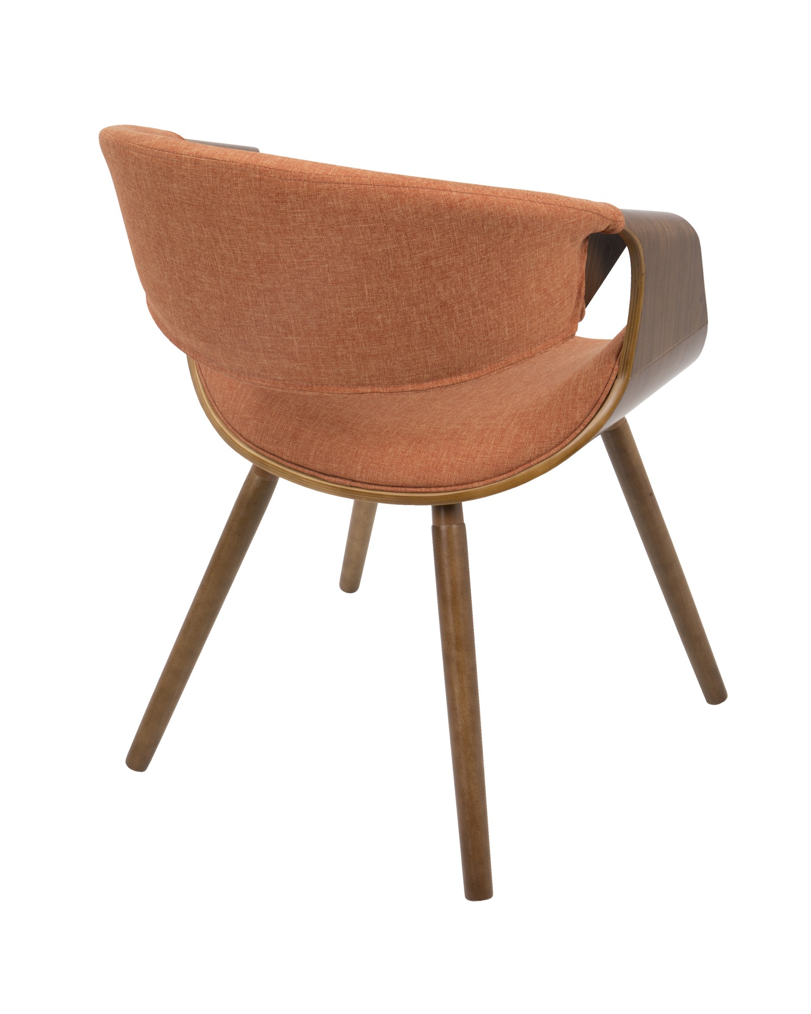 Curvo Mid-Century Modern Dining/Accent Chair in Walnut and Orange Fabric