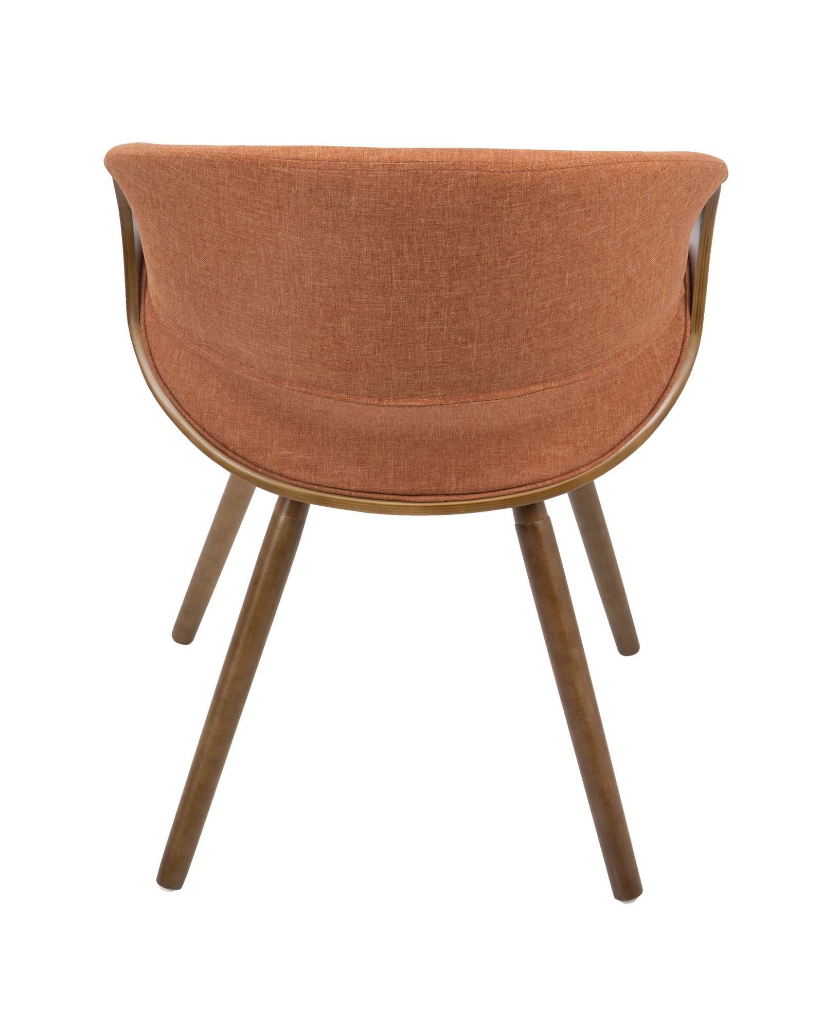 Curvo Mid-Century Modern Dining/Accent Chair in Walnut and Orange Fabric