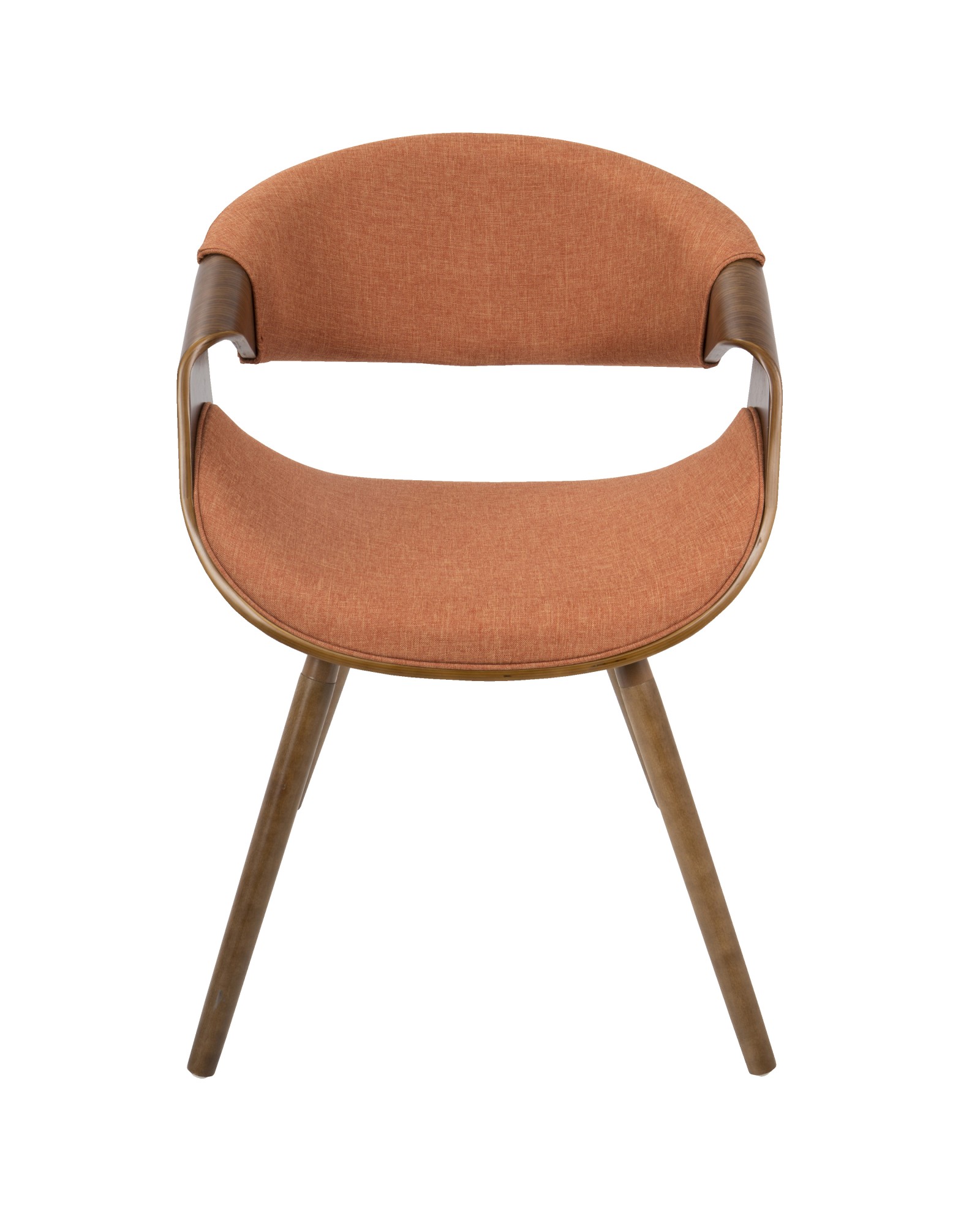 Curvo Mid-Century Modern Dining/Accent Chair in Walnut and Orange Fabric