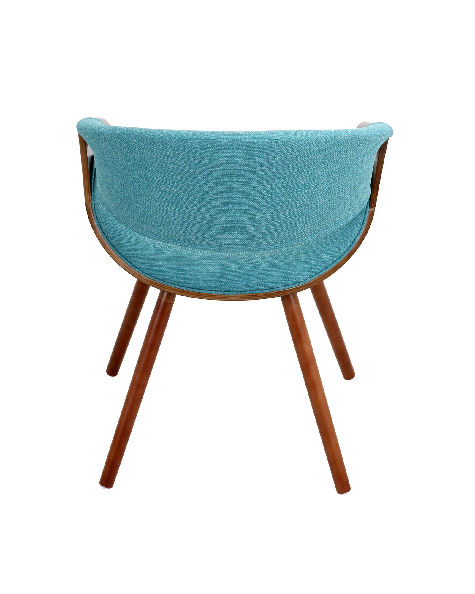 Curvo Mid-Century Modern Dining/Accent Chair in Walnut and Teal Fabric