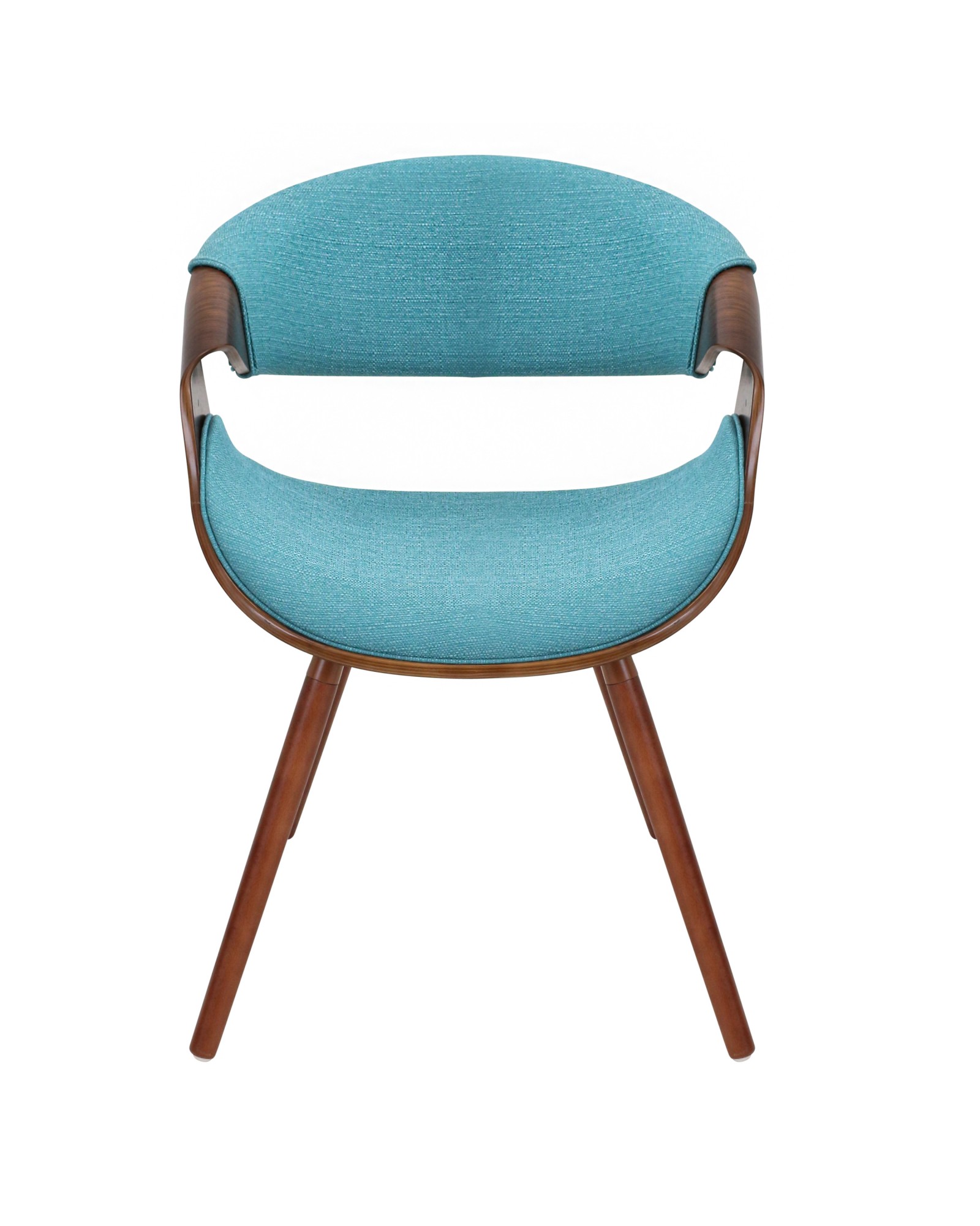 Curvo Mid-Century Modern Dining/Accent Chair in Walnut and Teal Fabric