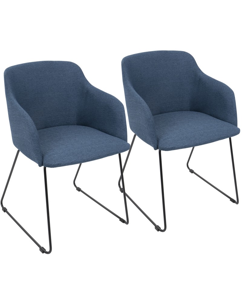 Daniella Contemporary Dining/Accent Chair in Blue - Set of 2