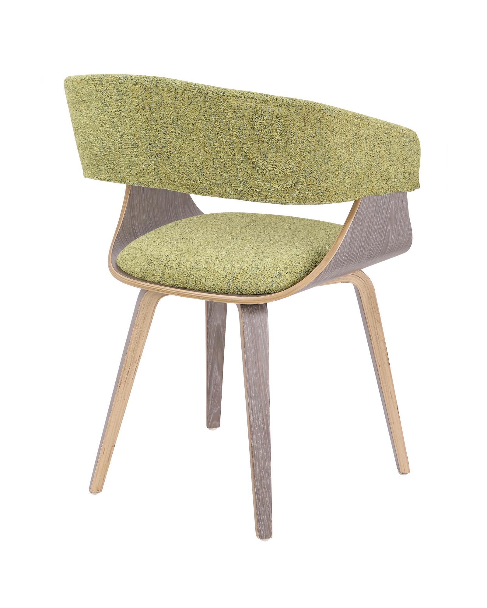Elisa Mid-Century Modern Dining/Accent Chair in Light Grey Wood and Green Fabric