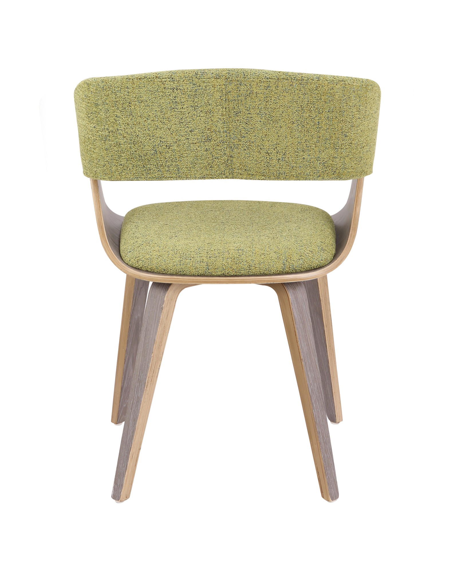 Elisa Mid-Century Modern Dining/Accent Chair in Light Grey Wood and Green Fabric