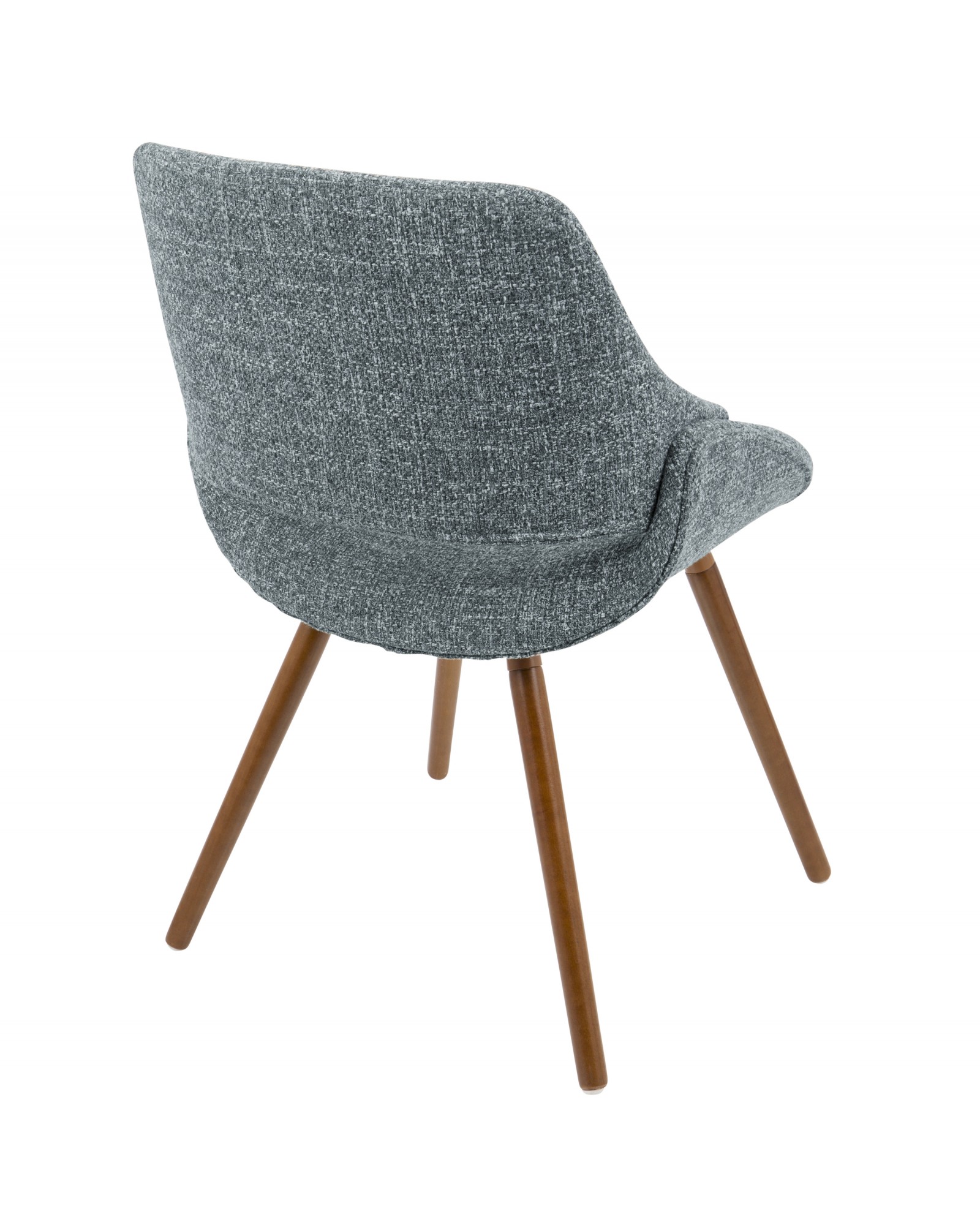 Fabrico Mid-Century Modern Dining/Accent Chair in Walnut and Blue Noise Fabric - Set of 2