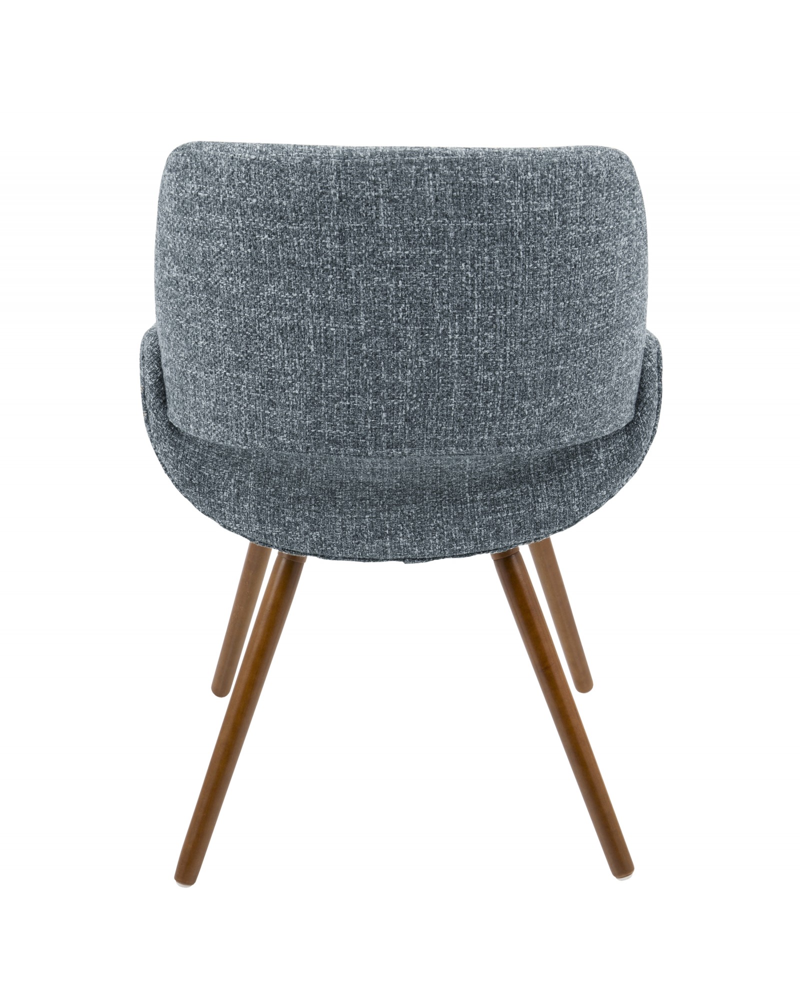 Fabrico Mid-Century Modern Dining/Accent Chair in Walnut and Blue Noise Fabric - Set of 2